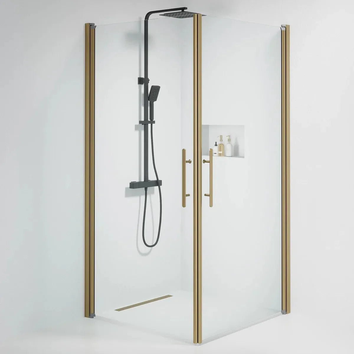 Vänern Duschhörn, Rak, Klarglas, Brons Profil - Duschhörna - BATH DELUXE - PRESTIGE - 36 - 901 - 70 - 50 - 00 - BATHDELUXE SWEDEN