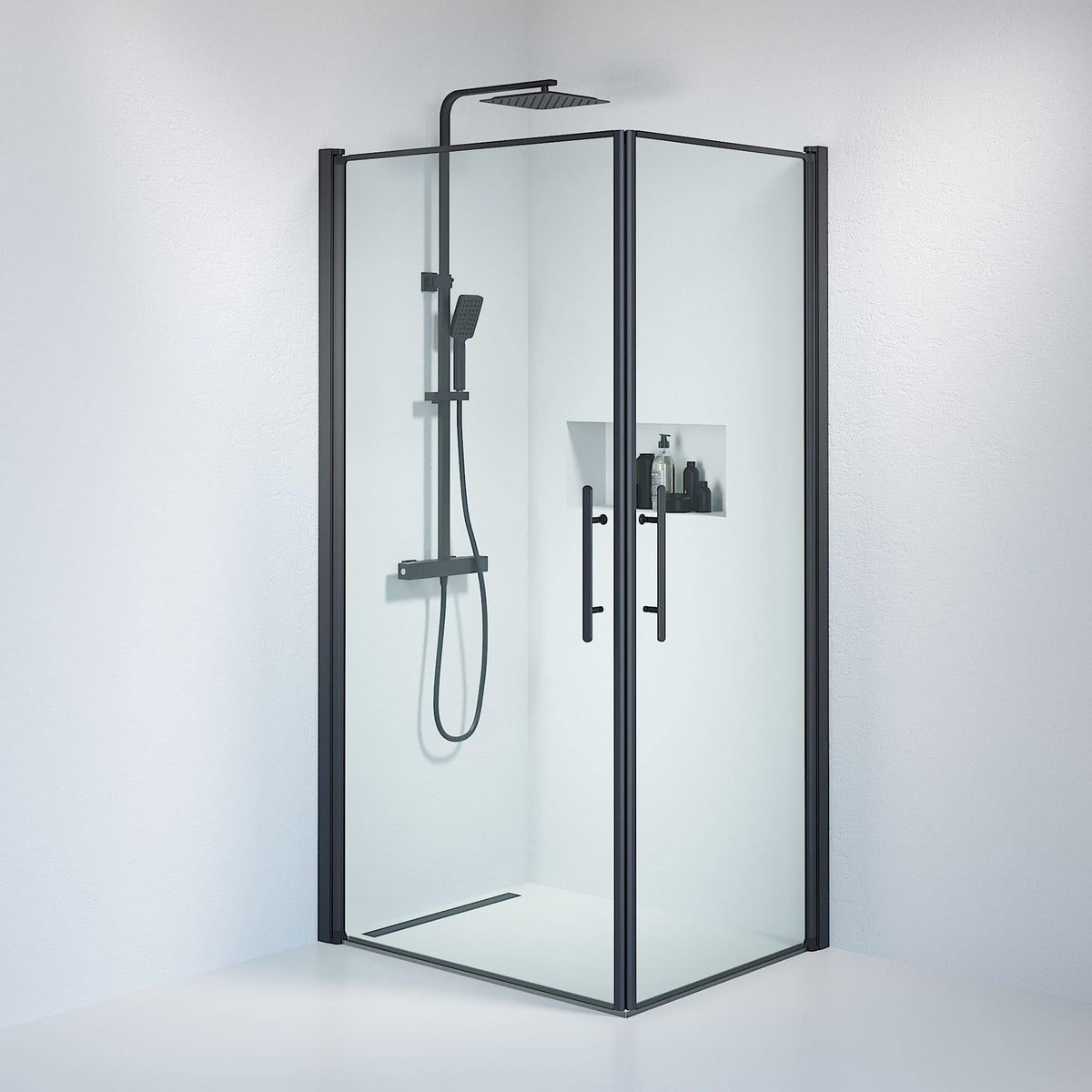 Square - Clear, Shower Enclosure Set - Code, Clear/Black - 90 cm - MASTERSTORE - 8595677120967 - Shower Enclosure Set - Code - 36 - 909 - 02 - 50 - 00 - 8595677120967