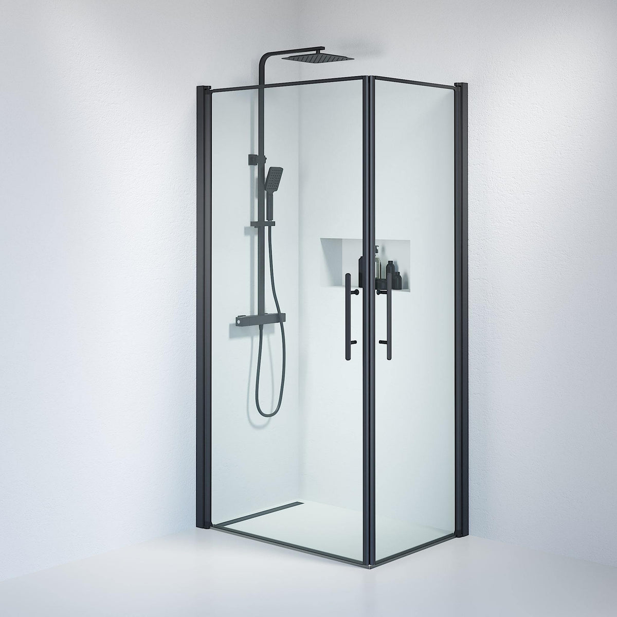 Square - Clear, Shower Enclosure Set - Code, Clear/Black - 90 cm - MASTERSTORE - 8595677120967 - Shower Enclosure Set - Code - 36 - 909 - 02 - 50 - 00 - 8595677120967