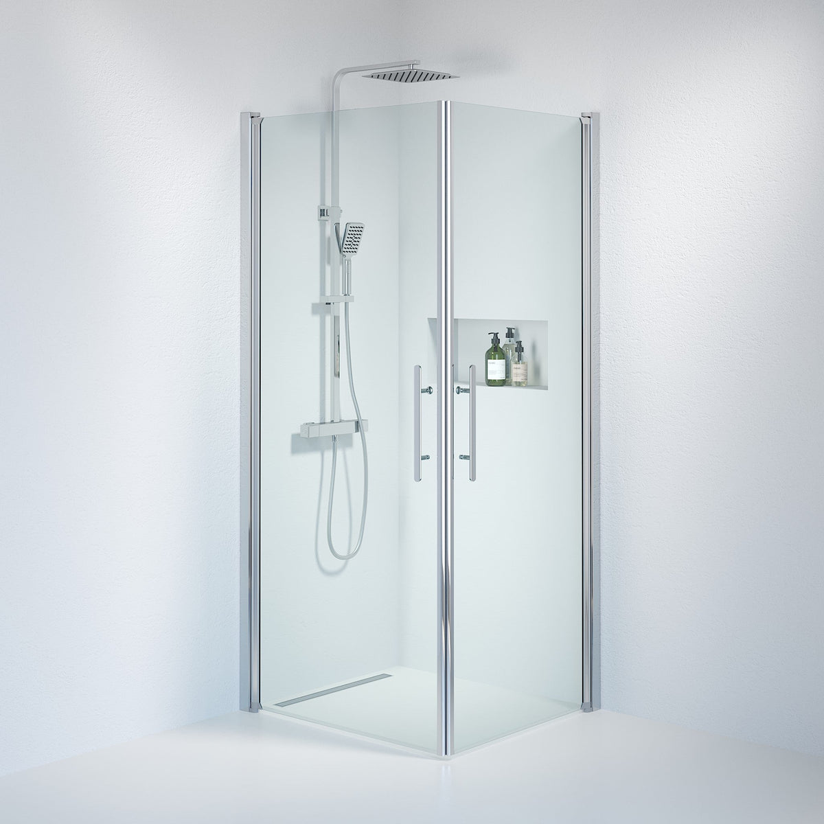 Square - Clear, Shower Enclosure Set - Code, Clear/Chrome - 90 cm - MASTERSTORE - 8595677121018 - Shower Enclosure Set - Code - 36 - 909 - 60 - 50 - 00 - 8595677121018