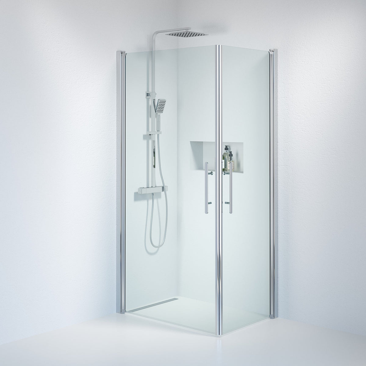 Square - Clear, Shower Enclosure Set - Code, Clear/Chrome - 90 cm - MASTERSTORE - 8595677121018 - Shower Enclosure Set - Code - 36 - 909 - 60 - 50 - 00 - 8595677121018