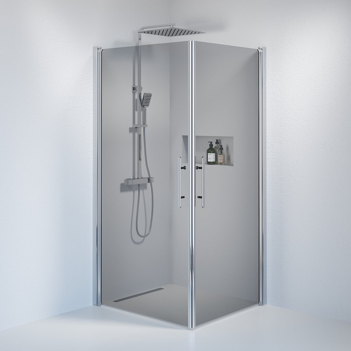 Square - Smoked, Shower Enclosure Set - Code, Smoked/Chrome - 90 cm - MASTERSTORE - 8595677121049 - Shower Enclosure Set - Code - 36 - 909 - 60 - 56 - 00 - 8595677121049