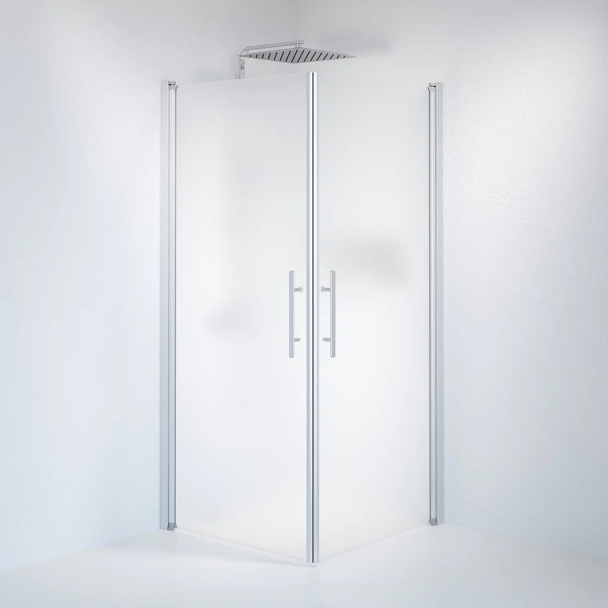 Vänern Duschhörn, Rak, Frostat Glas, Borstad Aluminium Profil - Duschhörna - BATH DELUXE - PRESTIGE - 36 - 909 - 67 - 55 - 00 - BATHDELUXE SWEDEN