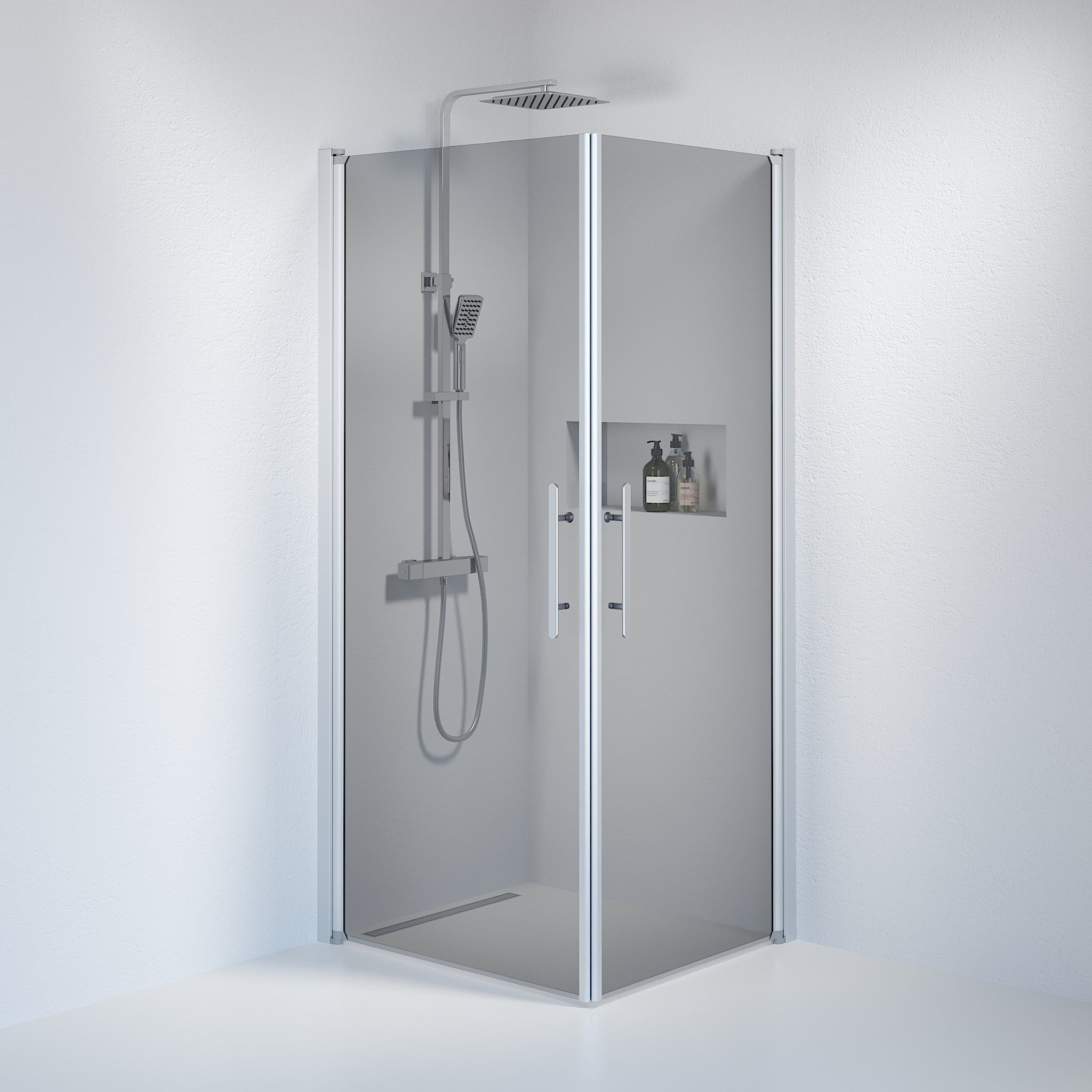 Kvadratisk - Rökt, Duschset - Kvadratisk, Rökt/Satin - 90 cm - Duschkabinset - Kod - BATH DELUXE - PRESTIGE - 36-909-67-56-00 - BATHDELUXE SWEDEN