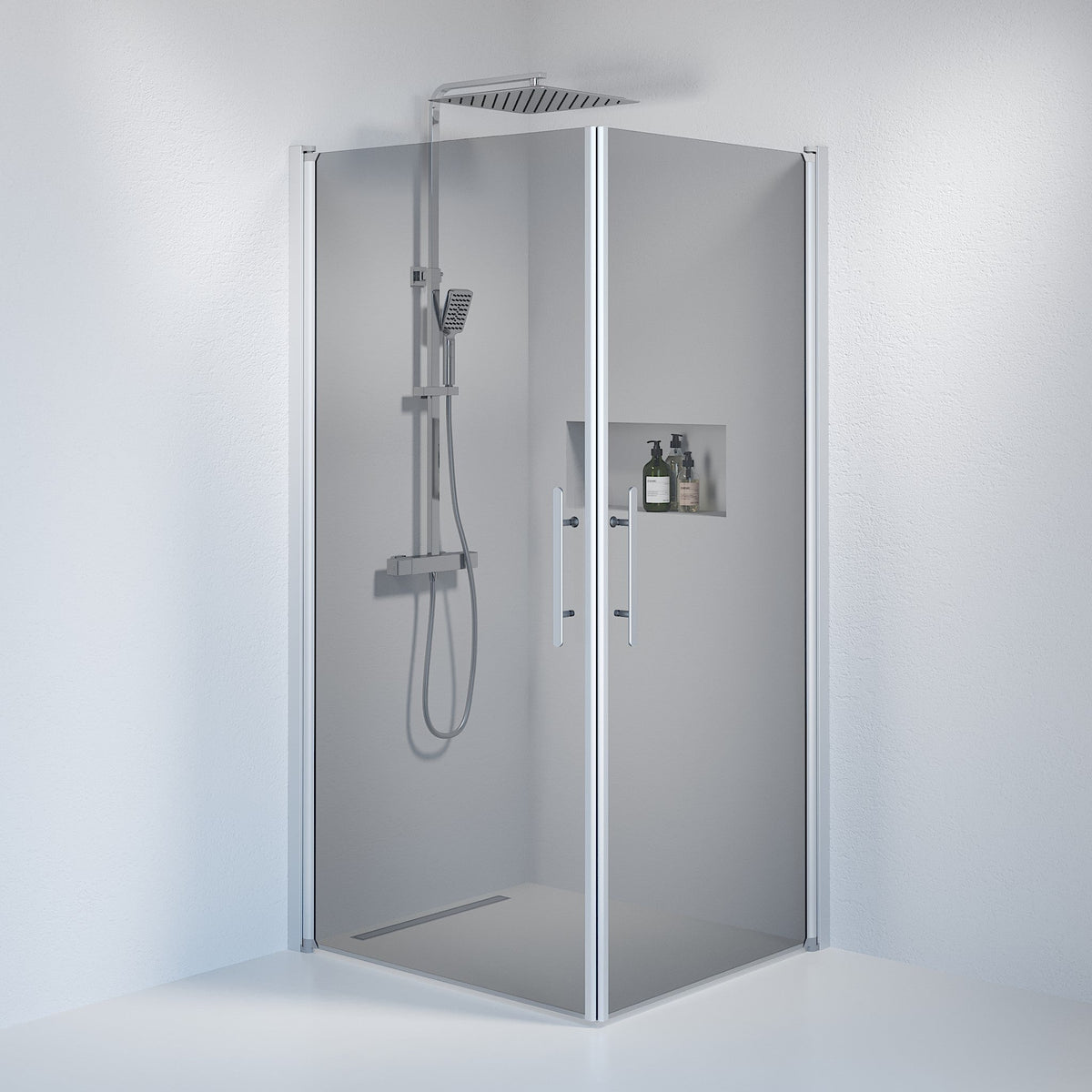 Square - Smoked, Shower Enclosure Set - Code, Smoked/Satin - 90 cm - MASTERSTORE - 8595677121087 - Shower Enclosure Set - Code - 36 - 909 - 67 - 56 - 00 - 8595677121087