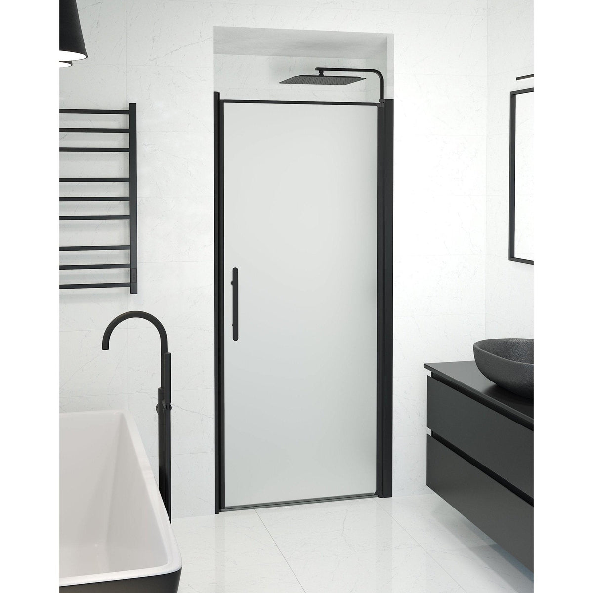 Niche - Frosted, Shower Encl. Set - Niche, Matt/Black - 70 cm - MASTERSTORE - 8595677139037 - Shower Enclosure Set - Code - 38-070-00-55-00 - 8595677139037