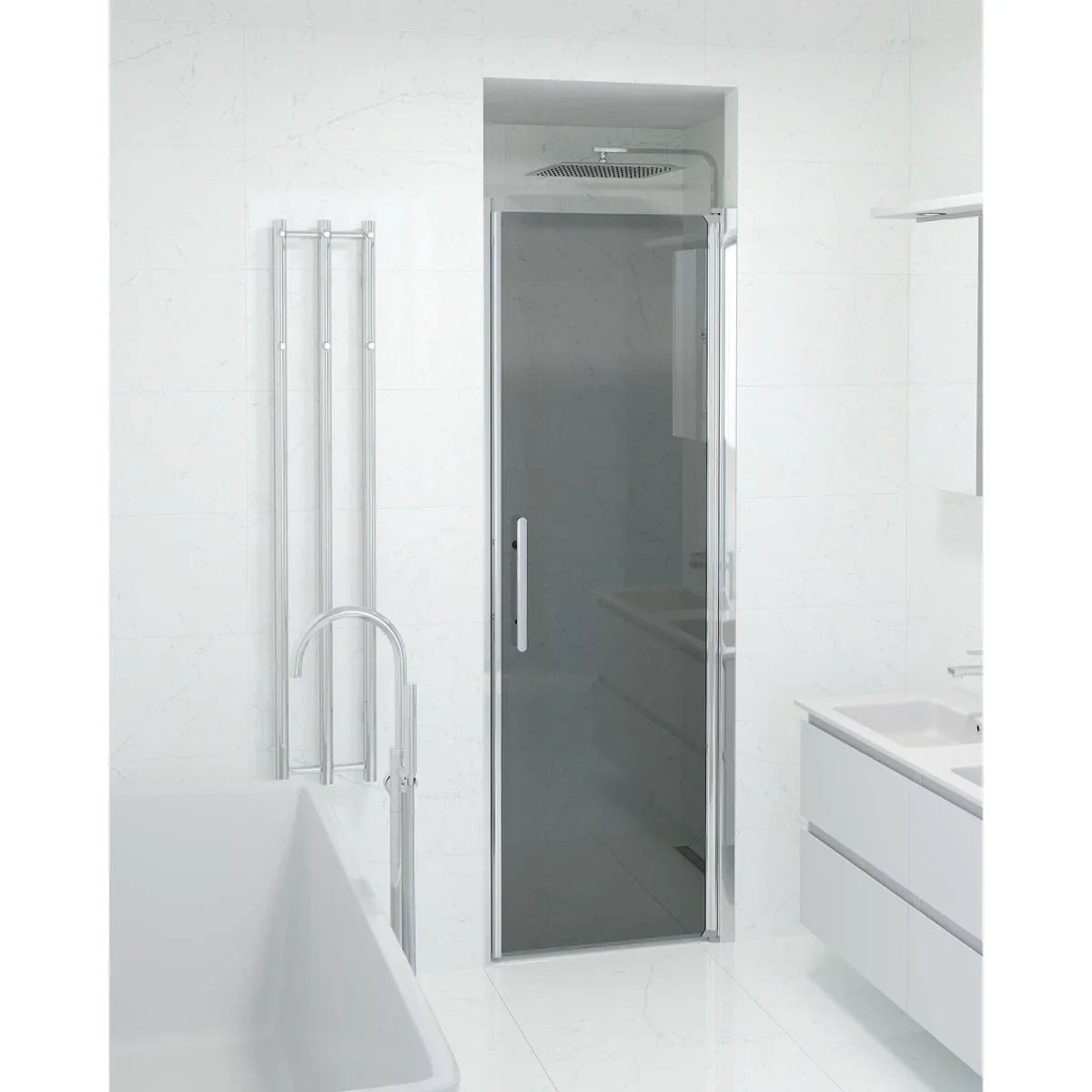 Vänern Niche Duschdörr, Rökfärgat Glas, Krom Profil - Nischduschar - BATH DELUXE - PRESTIGE - 38 - 070 - 01 - 56 - 00 - BATHDELUXE SWEDEN
