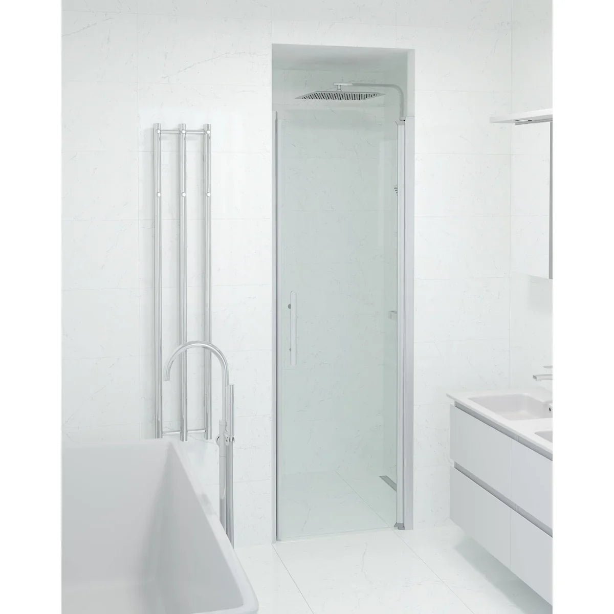 Vänern Niche Duschdörr, Klarglas, Borstad Aluminium Profil - Nischduschar - BATH DELUXE - PRESTIGE - 38 - 070 - 02 - 50 - 00 - BATHDELUXE SWEDEN