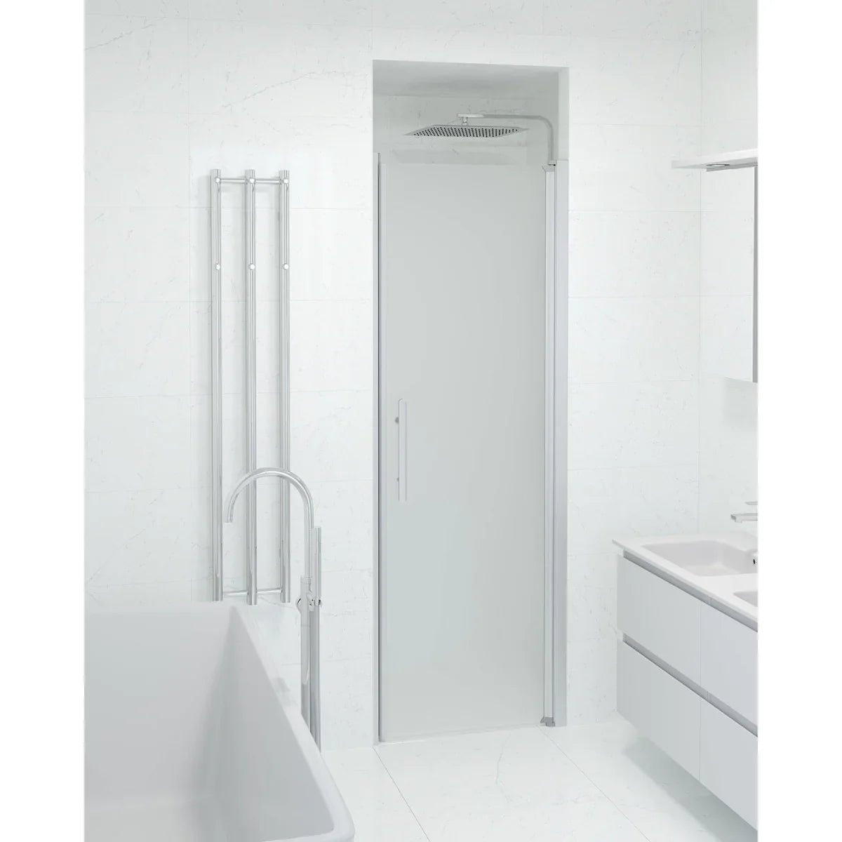 Vänern Niche Duschdörr, Frostat Glas, Borstad Aluminium Profil - Nischduschar - BATH DELUXE - PRESTIGE - 38 - 070 - 02 - 55 - 00 - BATHDELUXE SWEDEN