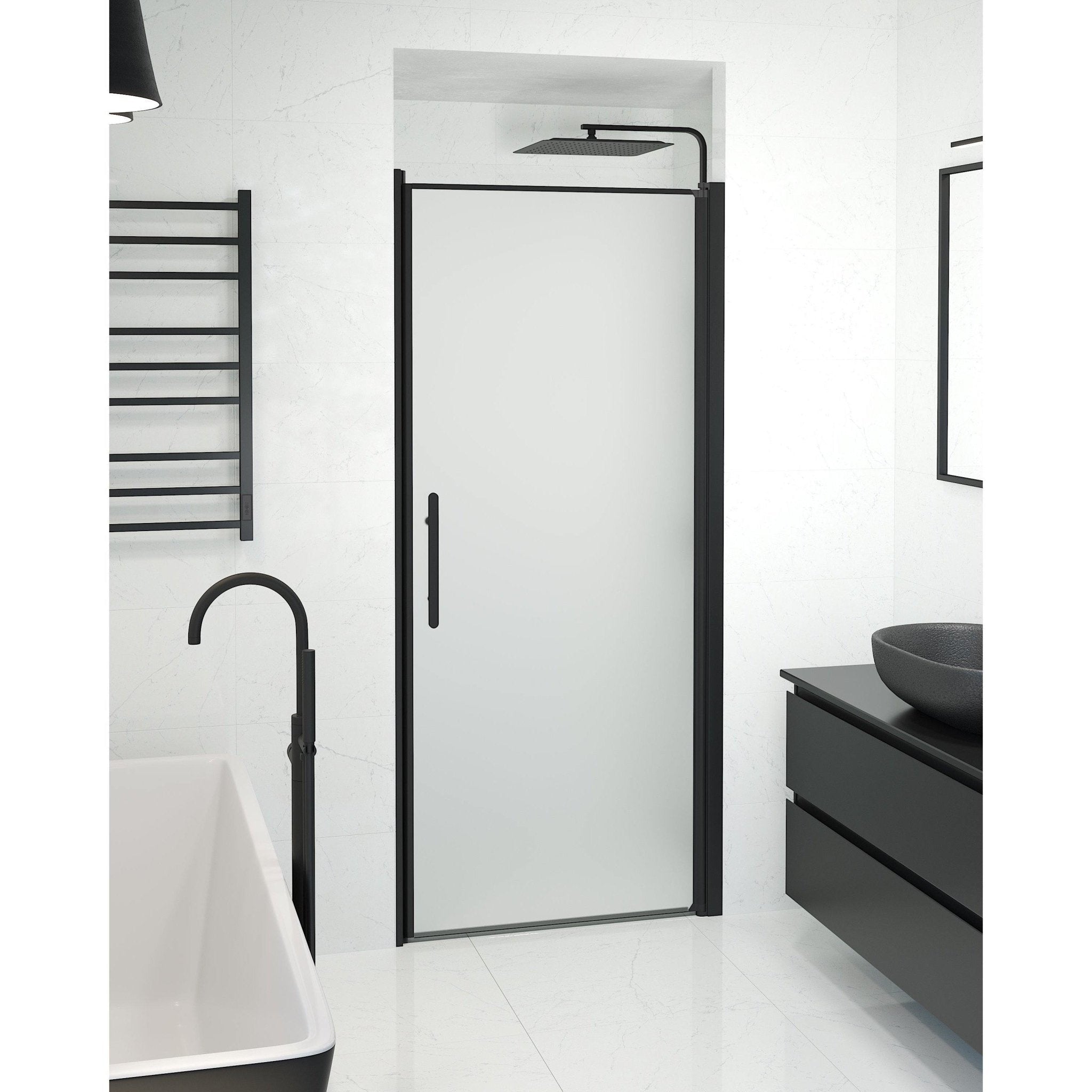 Nisch - Frostad, Duschset - Nisch, Matt/Svart - 80 cm - Duschkabinset - Kod - BATH DELUXE - PRESTIGE - 38-080-00-55-00 - BATHDELUXE SWEDEN