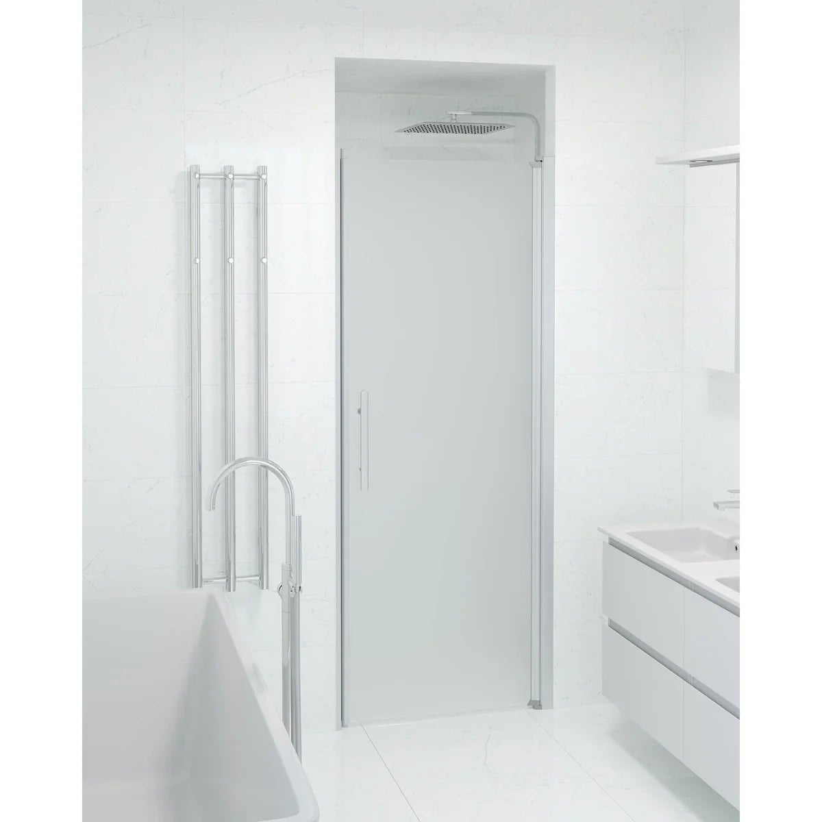 Vänern Niche Duschdörr, Frostat Glas, Borstad Aluminium Profil - Nischduschar - BATH DELUXE - PRESTIGE - 38 - 080 - 02 - 55 - 00 - BATHDELUXE SWEDEN