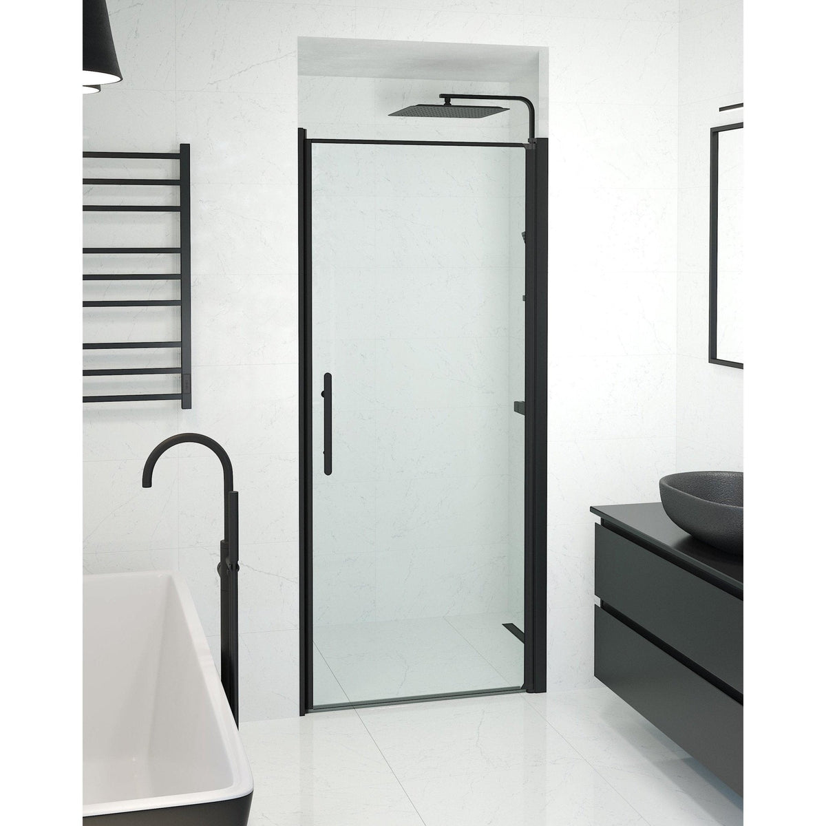 Niche - Clear, Shower Enclosure Set - Code, Clear/Black - 100 cm - MASTERSTORE - 8595677139334 - Shower Enclosure Set - Code - 38 - 100 - 00 - 50 - 00 - 8595677139334