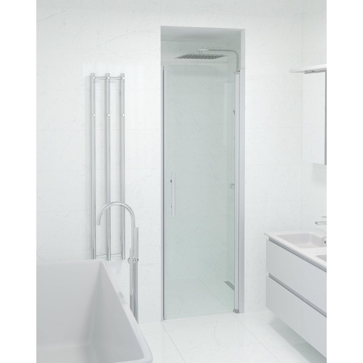 Dörr till duschnisch 100x198 cm - 6 mm klart nanoglas - borstad aluminiumprofil - Vänern