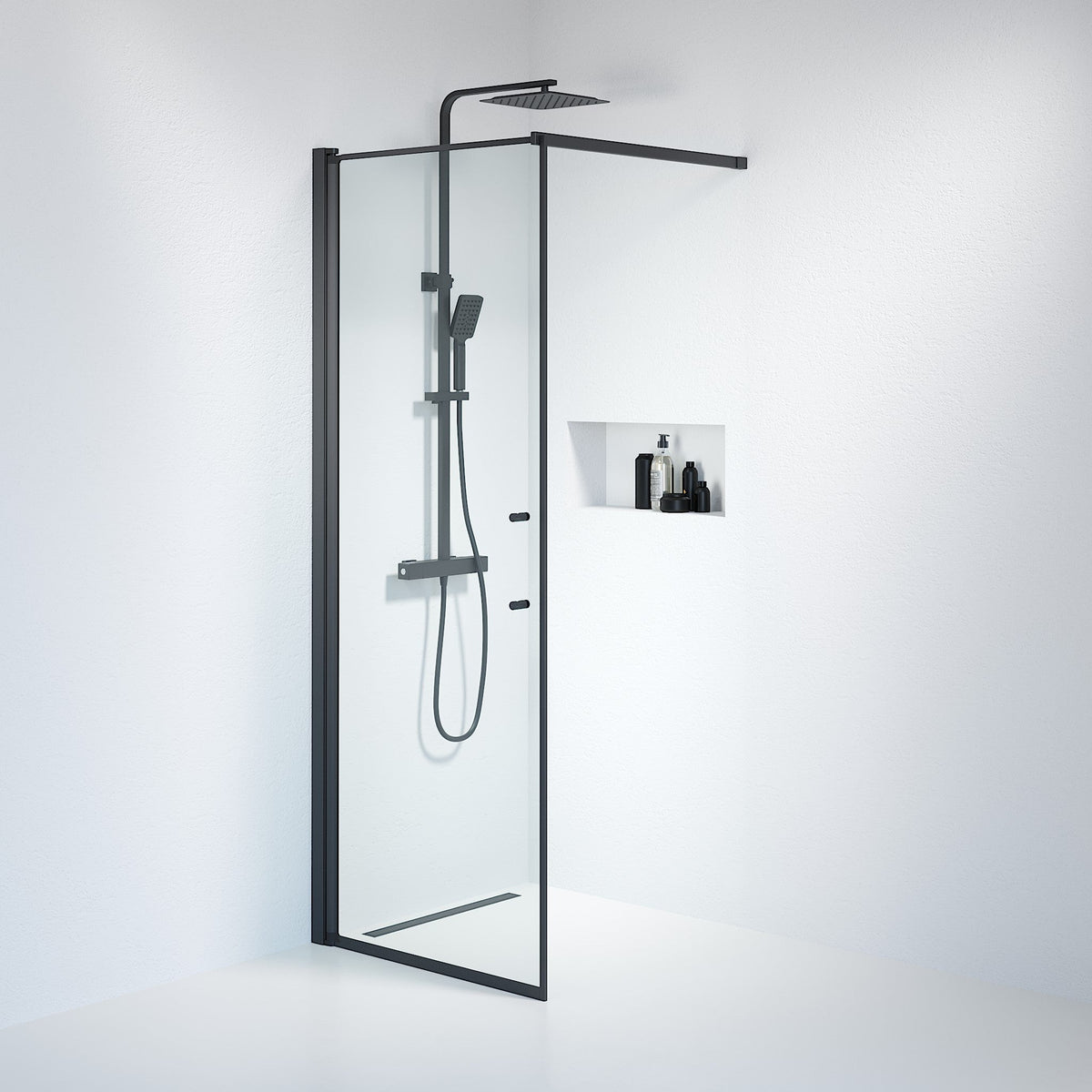 Wall - Clear, Shower Enclosure Set - Code, Clear/Black - 70 cm - MASTERSTORE - 8595677121353 - Shower Enclosure Set - Code - 39 - 070 - 02 - 50 - 00 - 8595677121353