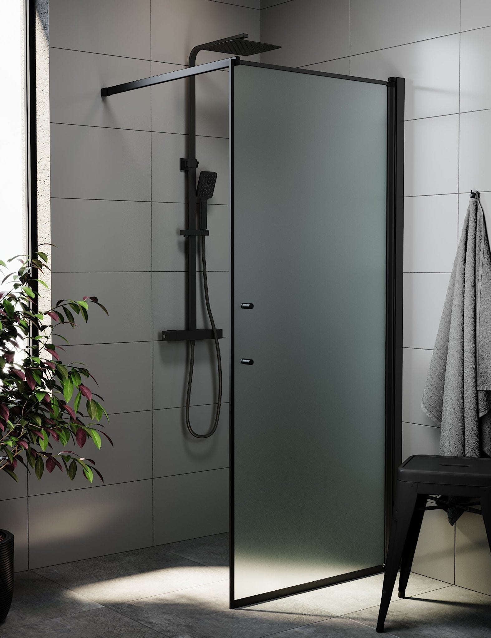 Wall - Frosted, Shower Enclosure Set - Code, Matt/Black - 70 cm - MASTERSTORE - 8595677121377 - Shower Enclosure Set - Code - 39 - 070 - 02 - 55 - 00 - 8595677121377