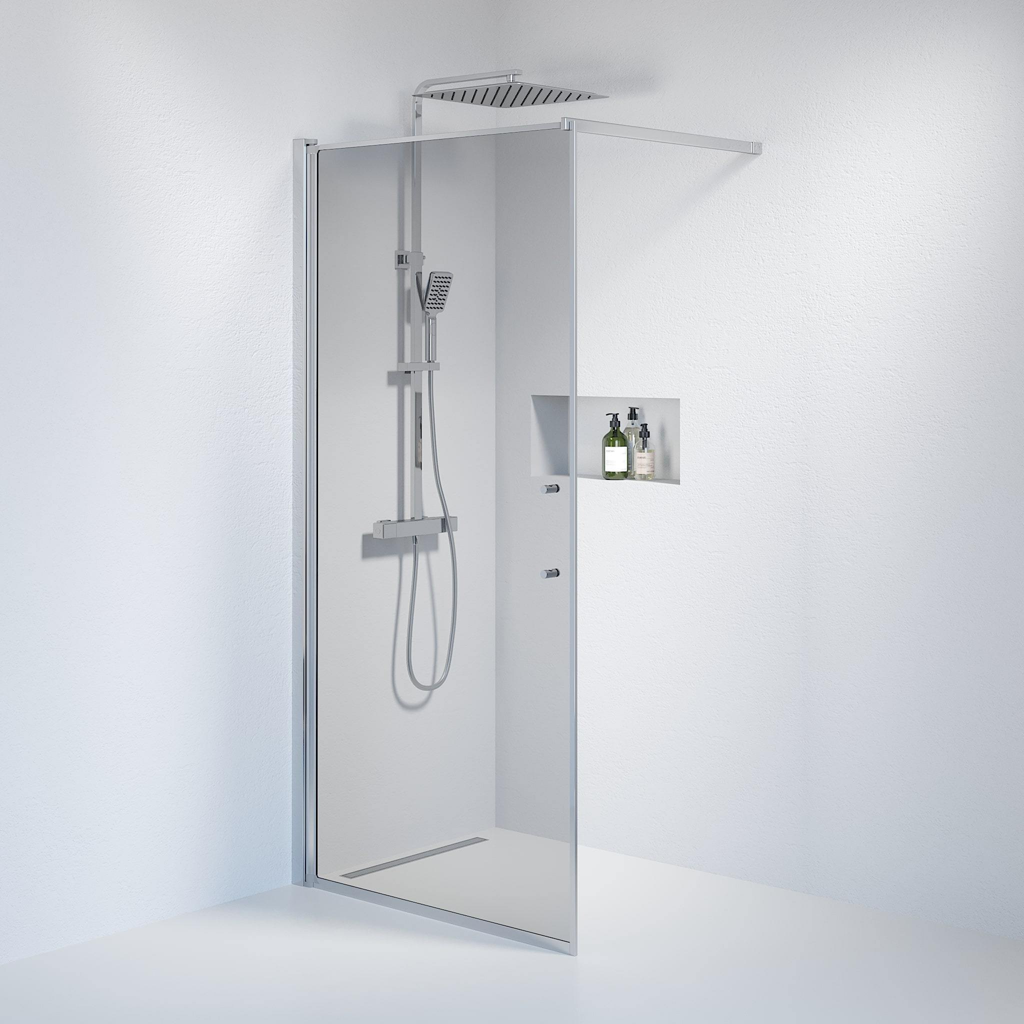 Wall - Smoked, Shower Enclosure Set - Code, Smoked/Chrome - 70 cm - MASTERSTORE - 8595677121438 - Shower Enclosure Set - Code - 39 - 070 - 60 - 56 - 00 - 8595677121438