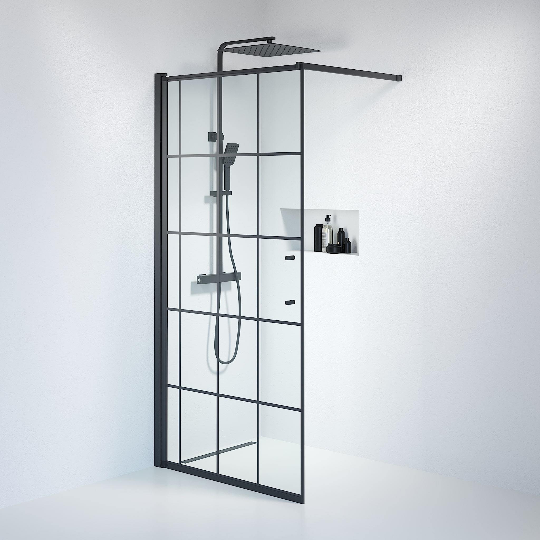 Wall - Frames, Shower Enclosure Set - Code, Frame/Black - 80 cm - MASTERSTORE - 8595677121520 - Shower Enclosure Set - Code - 39 - 080 - 02 - 49 - 01 - 8595677121520