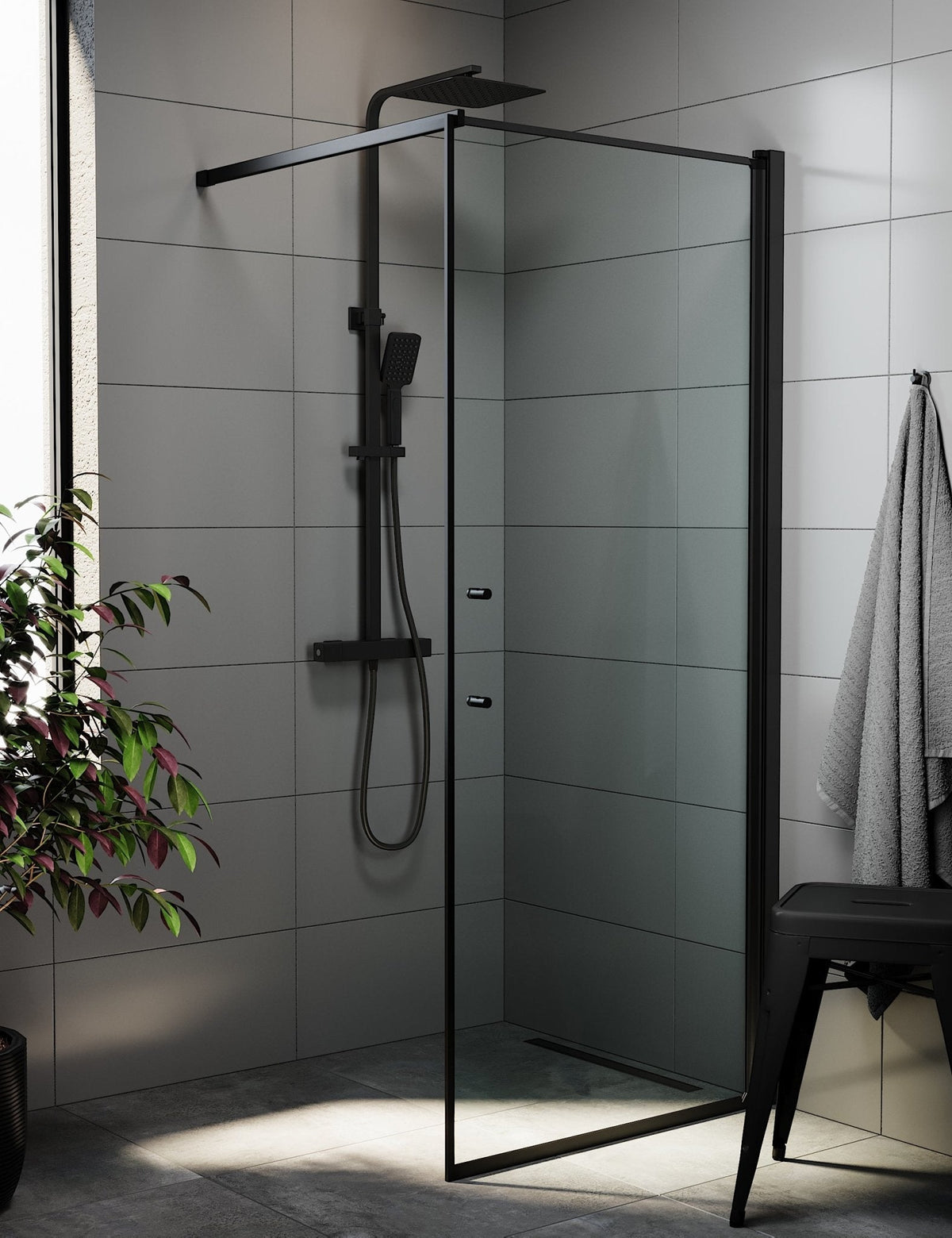 Wall - Clear, Shower Enclosure Set - Code, Clear/Black - 80 cm - MASTERSTORE - 8595677121483 - Shower Enclosure Set - Code - 39 - 080 - 02 - 50 - 00 - 8595677121483
