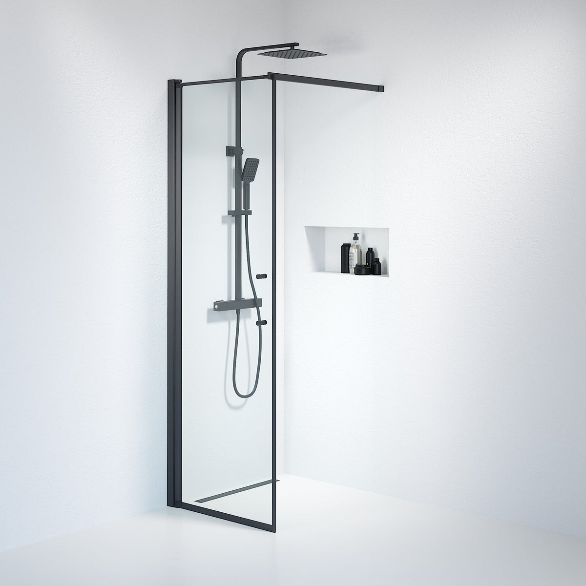 Wall - Clear, Shower Enclosure Set - Code, Clear/Black - 80 cm - MASTERSTORE - 8595677121483 - Shower Enclosure Set - Code - 39 - 080 - 02 - 50 - 00 - 8595677121483