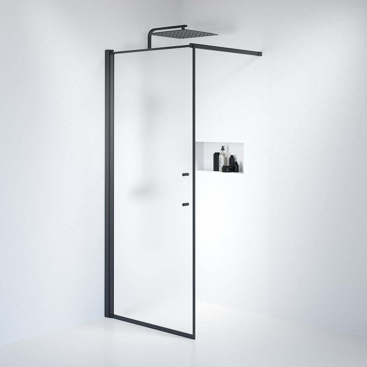 Wall - Frosted, Shower Enclosure Set - Code, Matt/Black - 80 cm - MASTERSTORE - 8595677121506 - Shower Enclosure Set - Code - 39 - 080 - 02 - 55 - 00 - 8595677121506