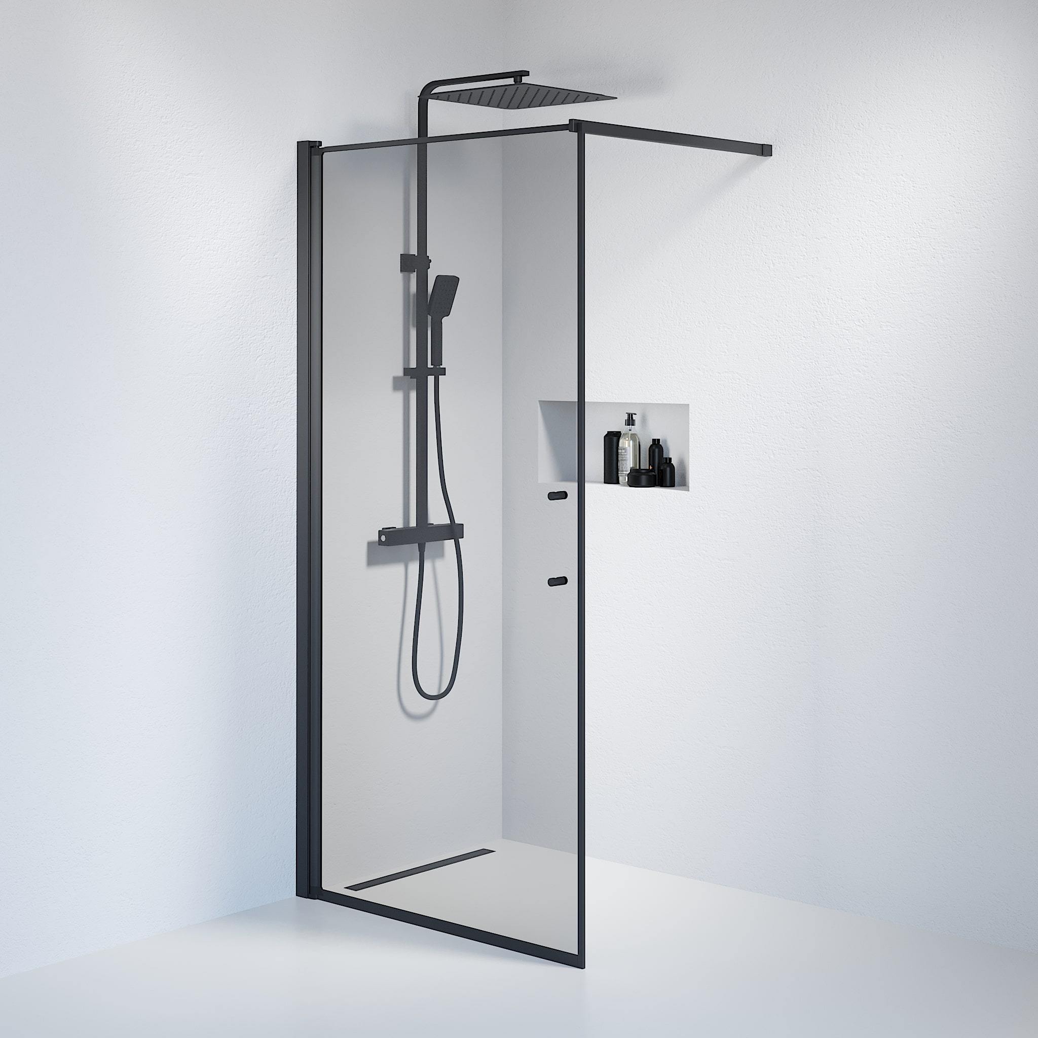 Wall - Smoked, Shower Enclosure Set - Code, Smoked/Black - 80 cm - MASTERSTORE - 8595677121513 - Shower Enclosure Set - Code - 39 - 080 - 02 - 56 - 00 - 8595677121513