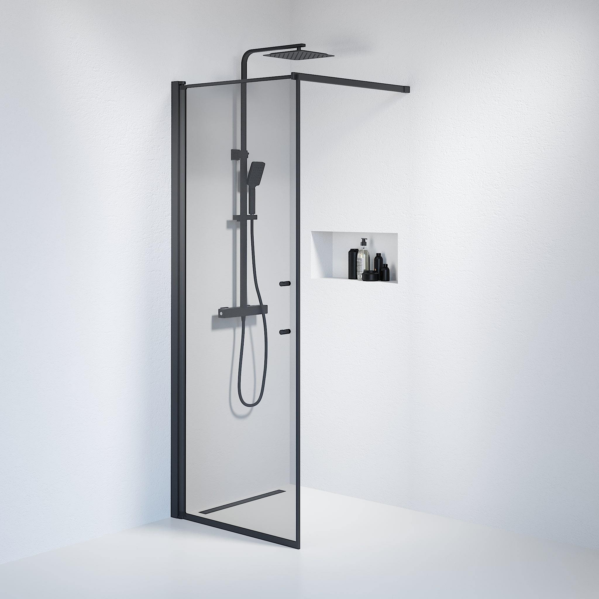 Wall - Smoked, Shower Enclosure Set - Code, Smoked/Black - 80 cm - MASTERSTORE - 8595677121513 - Shower Enclosure Set - Code - 39 - 080 - 02 - 56 - 00 - 8595677121513