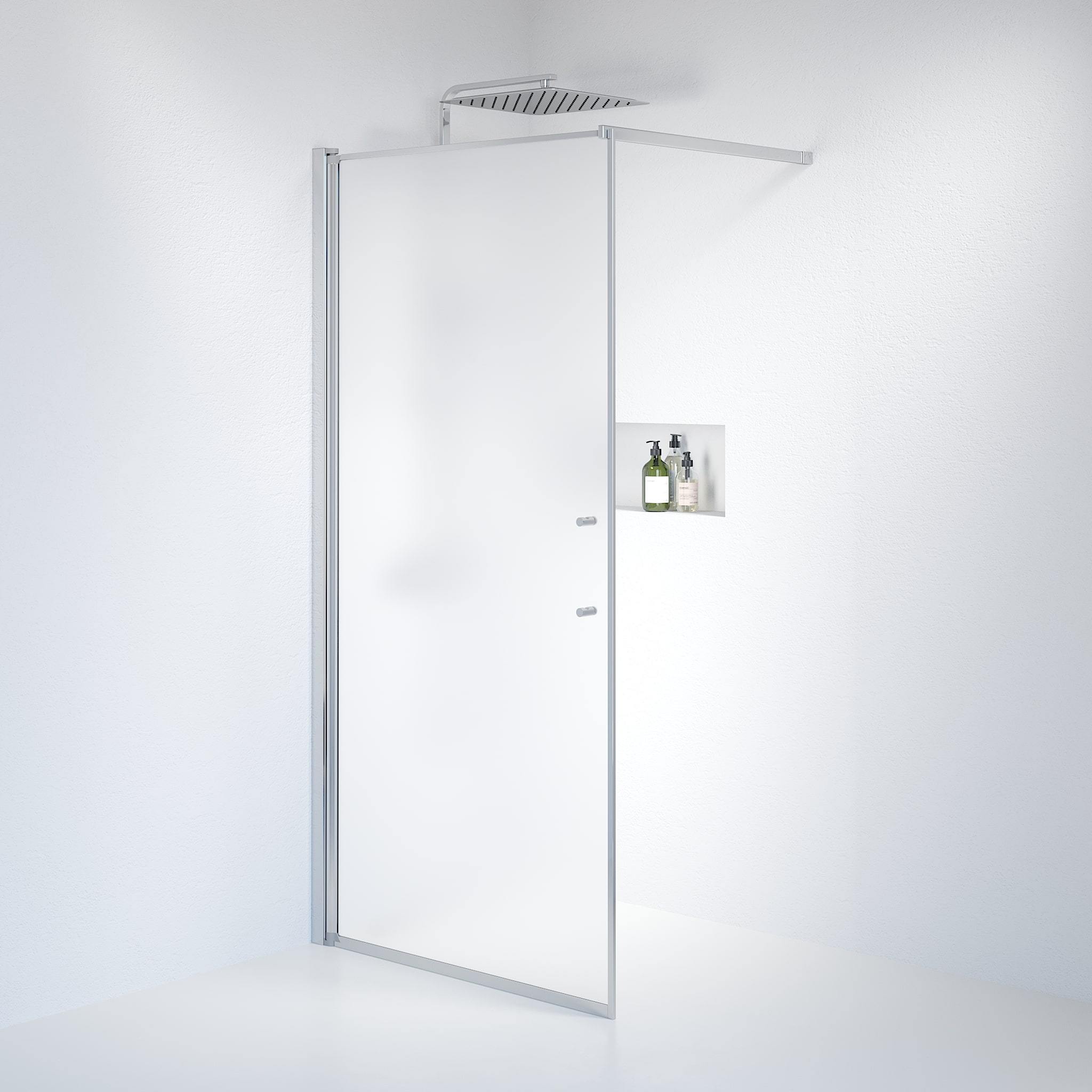 Wall - Frosted, Shower Enclosure Set - Code, Matt/Chrome - 80 cm - MASTERSTORE - 8595677121551 - Shower Enclosure Set - Code - 39 - 080 - 60 - 55 - 00 - 8595677121551