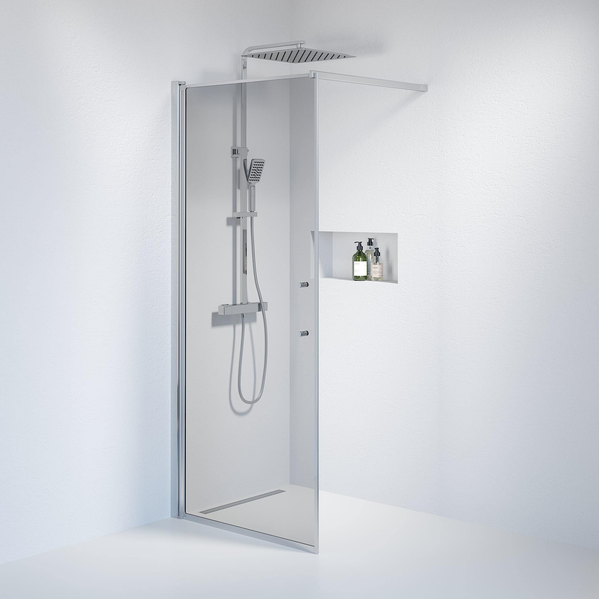 Wall - Smoked, Shower Enclosure Set - Code, Smoked/Chrome - 80 cm - MASTERSTORE - 8595677121568 - Shower Enclosure Set - Code - 39 - 080 - 60 - 56 - 00 - 8595677121568