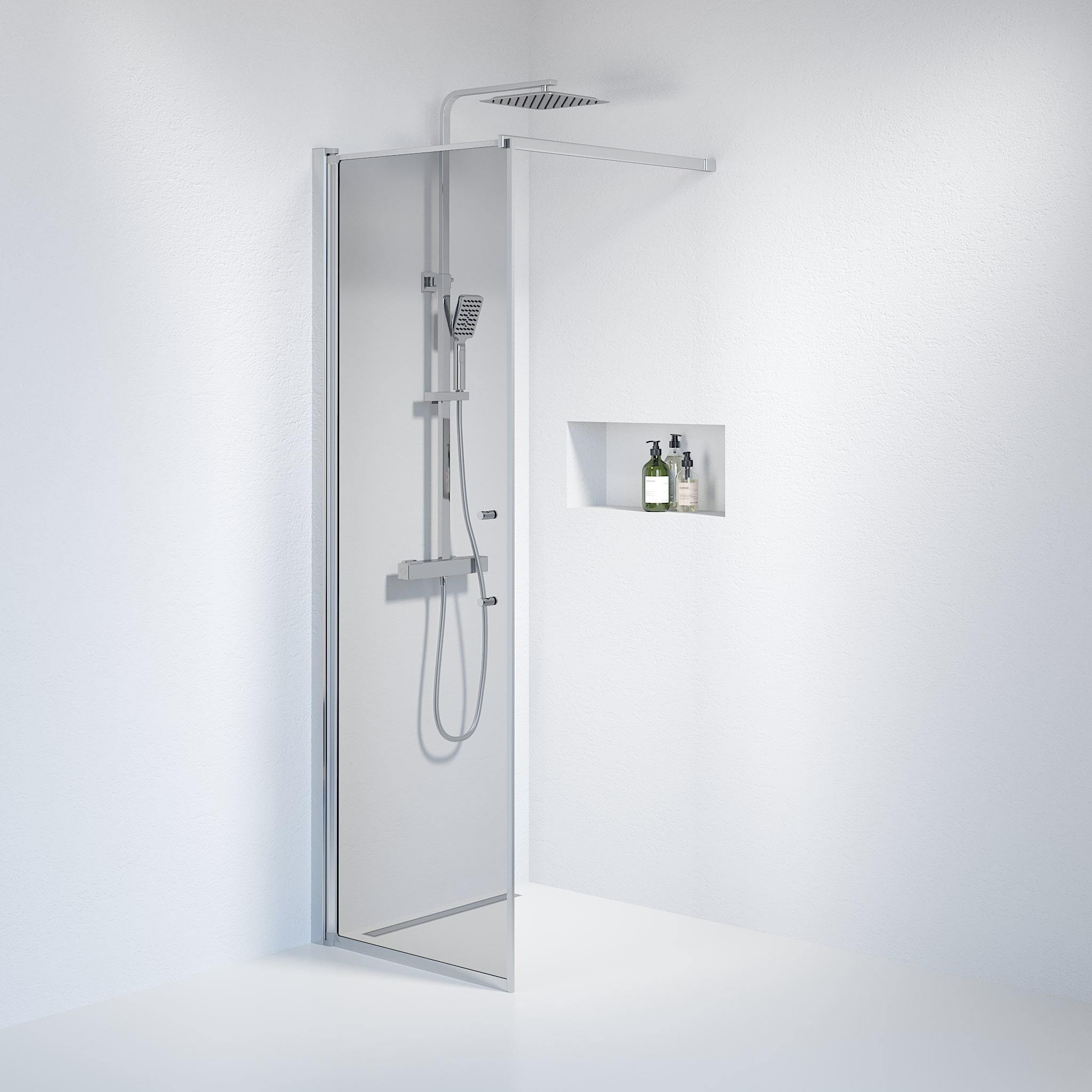 Wall - Smoked, Shower Enclosure Set - Code, Smoked/Chrome - 80 cm - MASTERSTORE - 8595677121568 - Shower Enclosure Set - Code - 39 - 080 - 60 - 56 - 00 - 8595677121568