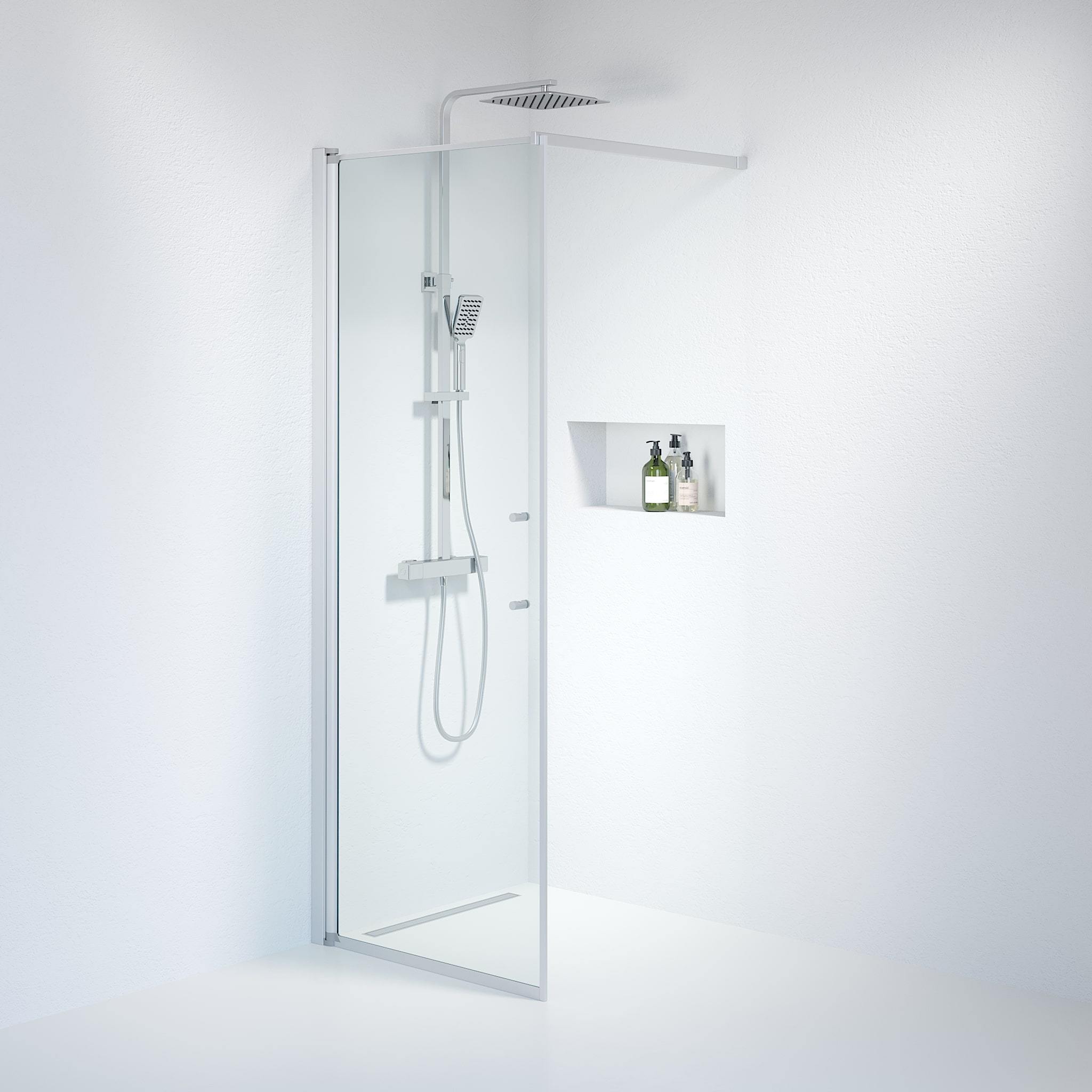 Wall - Clear, Shower Enclosure Set - Code, Clear/Satin - 80 cm - MASTERSTORE - 8595677121575 - Shower Enclosure Set - Code - 39 - 080 - 67 - 50 - 00 - 8595677121575