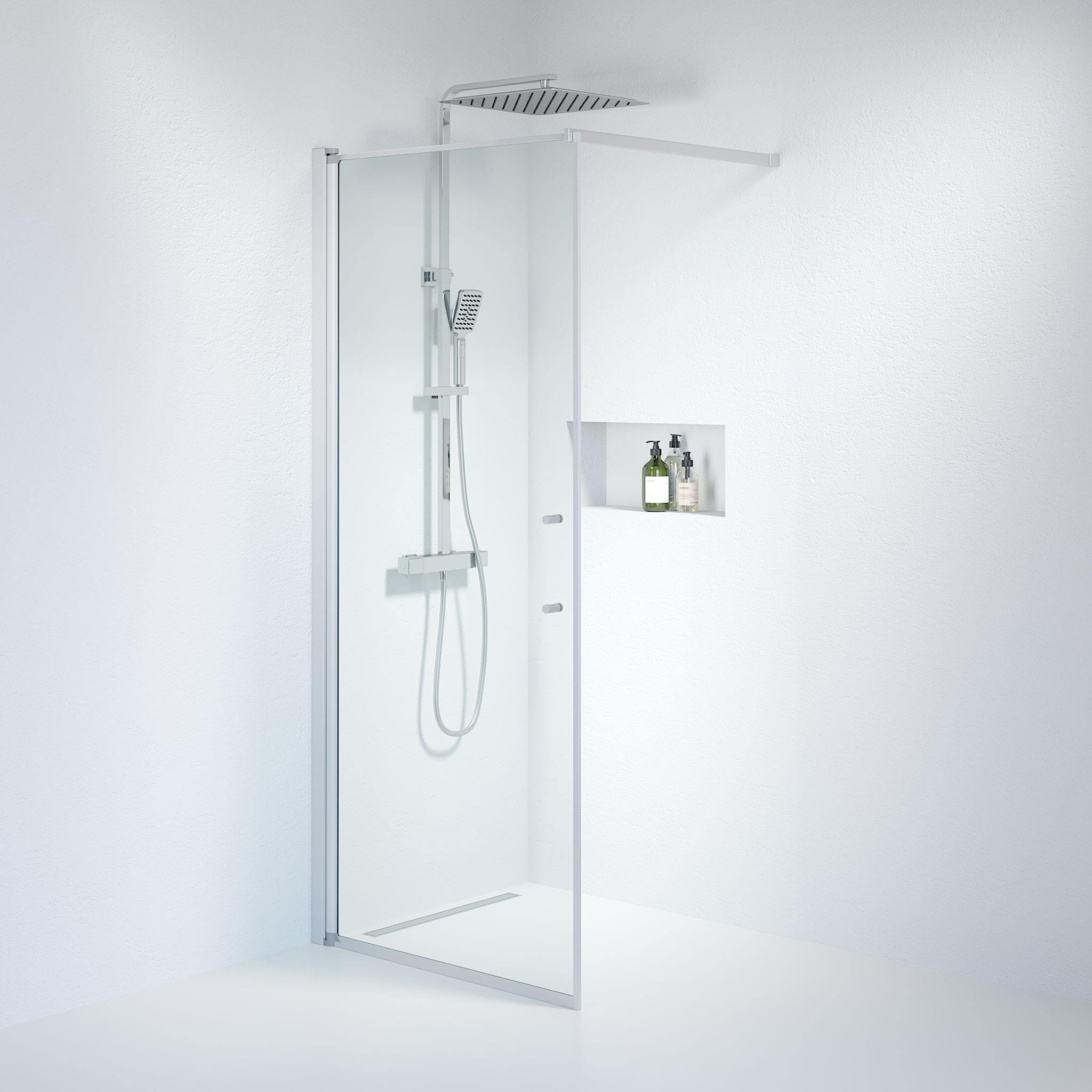 Wall - Clear, Shower Enclosure Set - Code, Clear/Satin - 90 cm - MASTERSTORE - 8595677121704 - Shower Enclosure Set - Code - 39 - 090 - 67 - 50 - 00 - 8595677121704