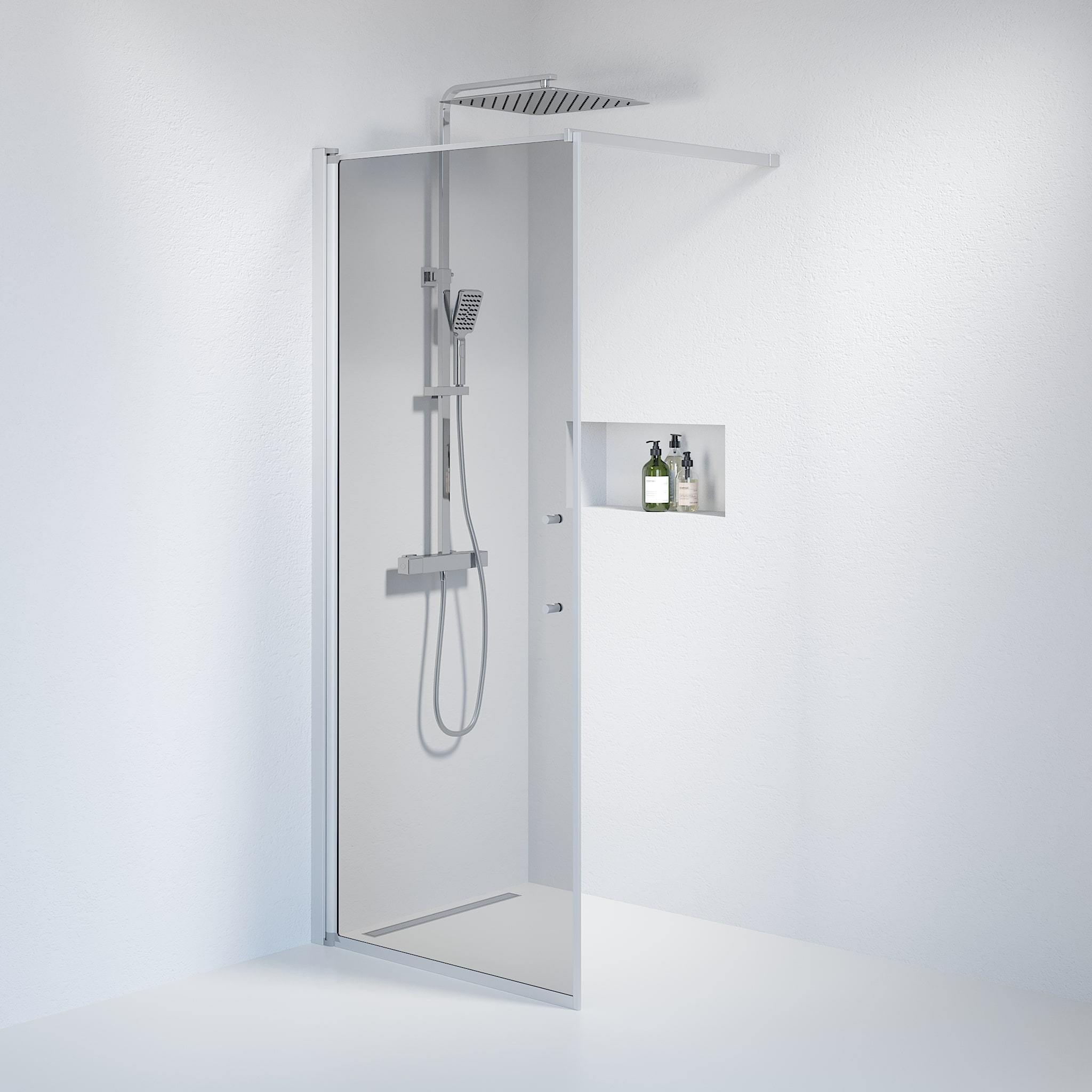 Wall - Smoked, Shower Enclosure Set - Code, Smoked/Satin - 90 cm - MASTERSTORE - 8595677121735 - Shower Enclosure Set - Code - 39 - 090 - 67 - 56 - 00 - 8595677121735