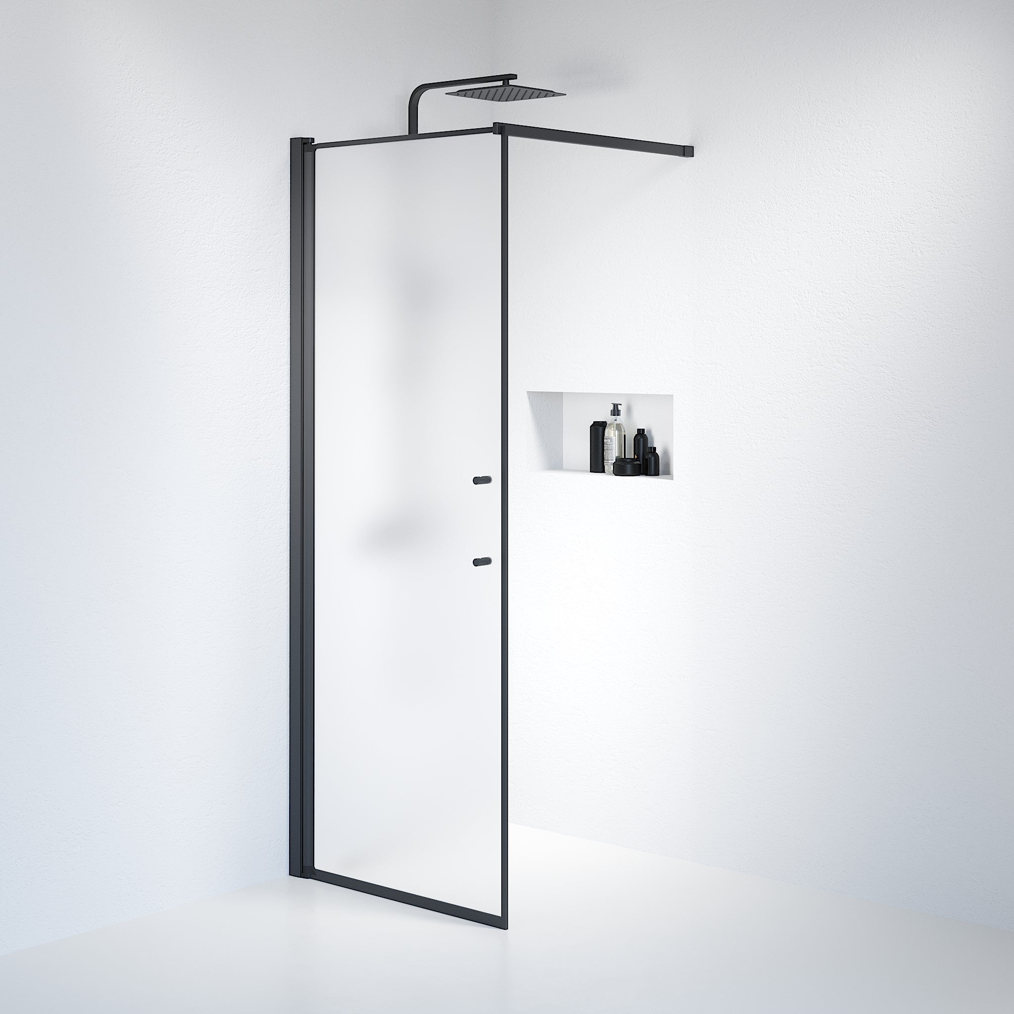 Wall - Frosted, Shower Enclosure Set - Code, Matt/Black - 100 cm - MASTERSTORE - 8595677121766 - Shower Enclosure Set - Code - 39 - 100 - 02 - 55 - 00 - 8595677121766