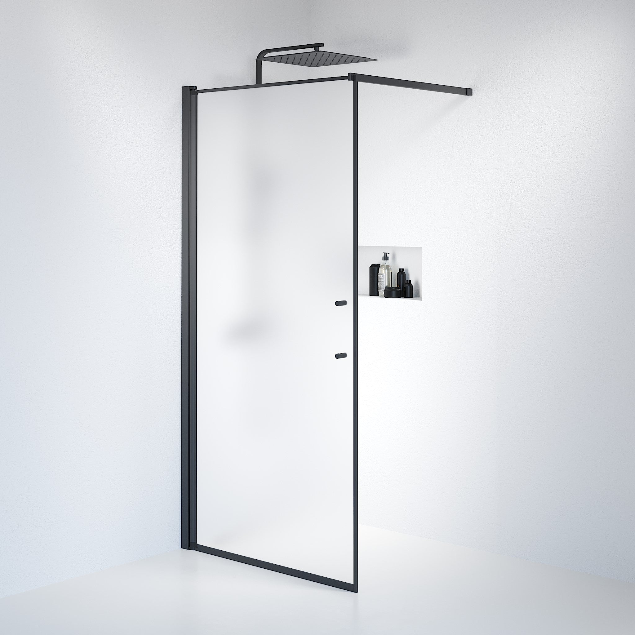 Wall - Frosted, Shower Enclosure Set - Code, Matt/Black - 100 cm - MASTERSTORE - 8595677121766 - Shower Enclosure Set - Code - 39 - 100 - 02 - 55 - 00 - 8595677121766