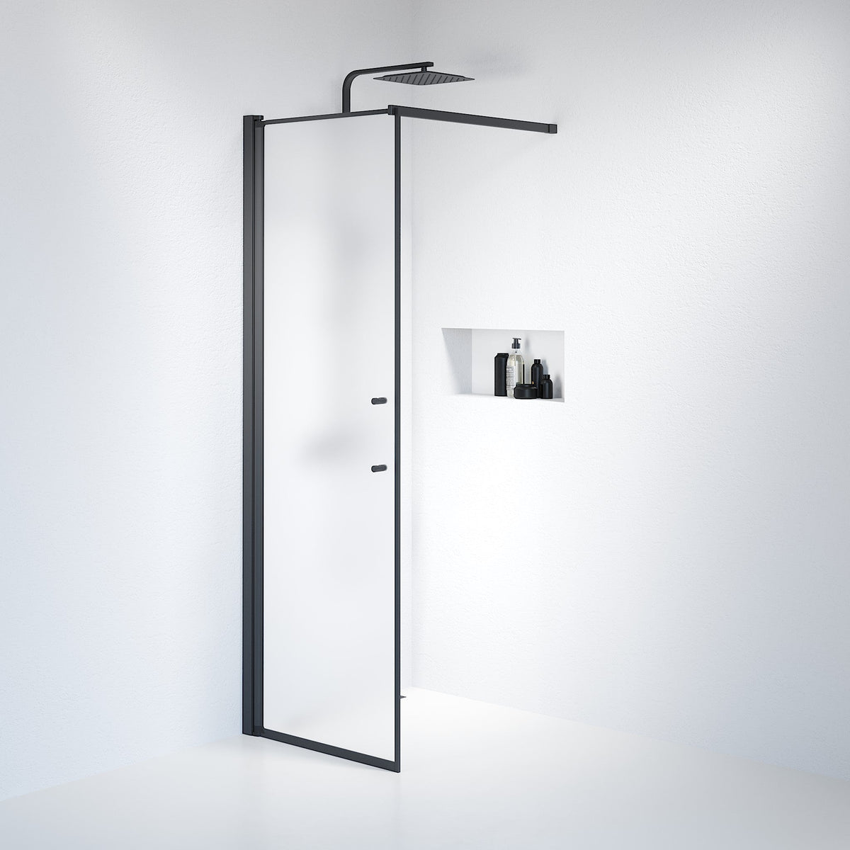 Wall - Frosted, Shower Enclosure Set - Code, Matt/Black - 100 cm - MASTERSTORE - 8595677121766 - Shower Enclosure Set - Code - 39 - 100 - 02 - 55 - 00 - 8595677121766