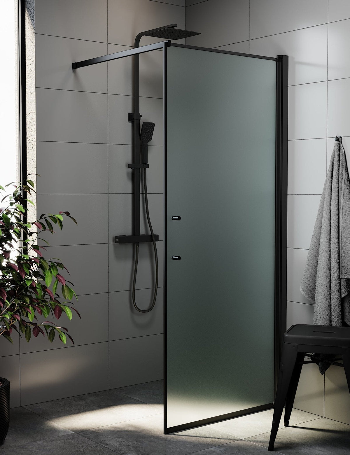 Wall - Frosted, Shower Enclosure Set - Code, Matt/Black - 100 cm - MASTERSTORE - 8595677121766 - Shower Enclosure Set - Code - 39 - 100 - 02 - 55 - 00 - 8595677121766
