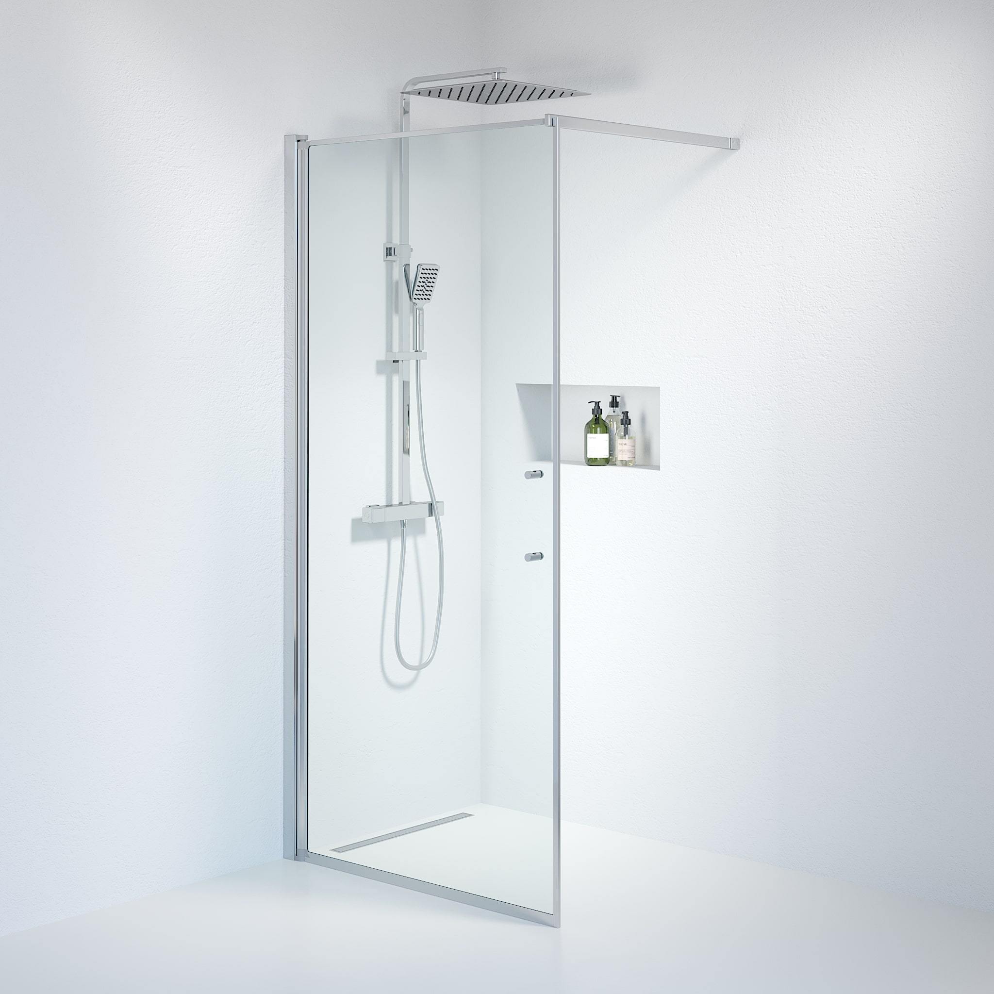 Wall - Clear, Shower Enclosure Set - Code, Clear/Chrome - 100 cm - MASTERSTORE - 8595677121797 - Shower Enclosure Set - Code - 39 - 100 - 60 - 50 - 00 - 8595677121797