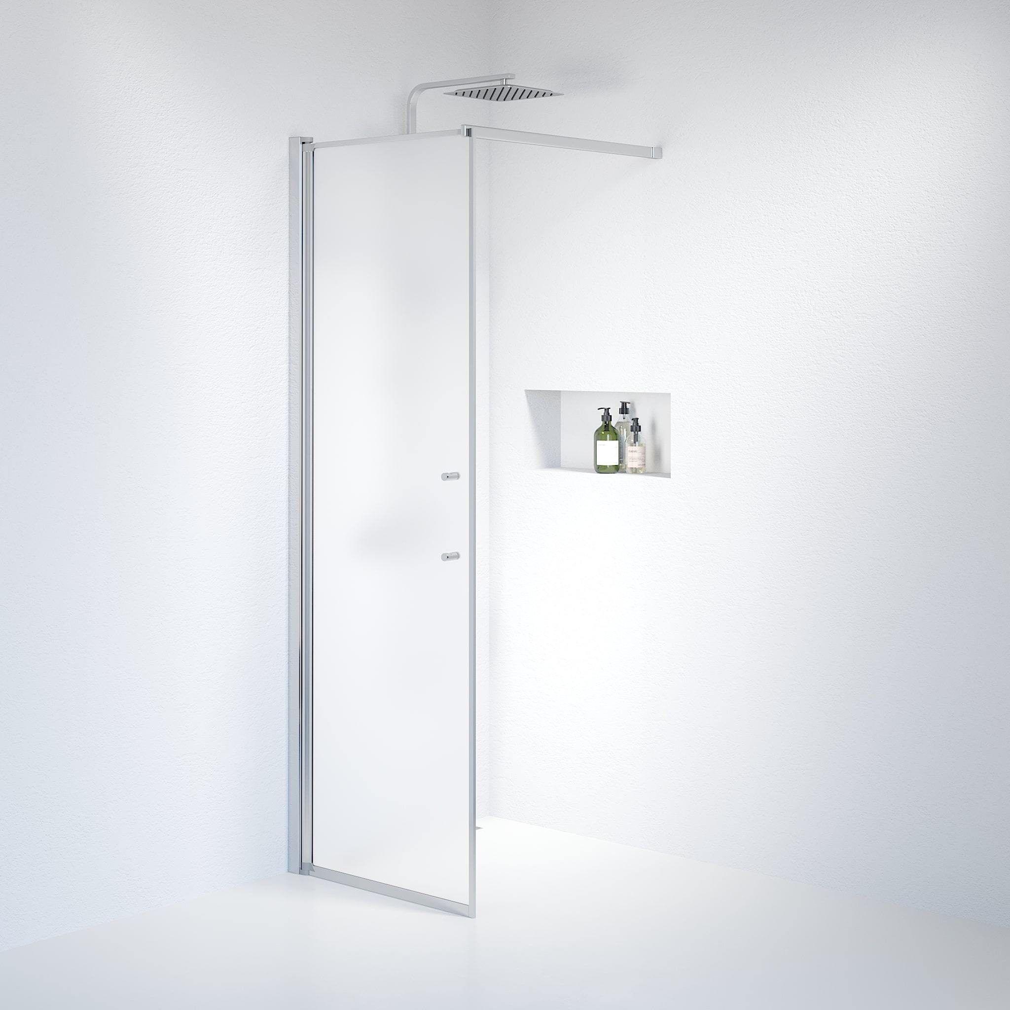 Wall - Frosted, Shower Enclosure Set - Code, Matt/Chrome - 100 cm - MASTERSTORE - 8595677121810 - Shower Enclosure Set - Code - 39 - 100 - 60 - 55 - 00 - 8595677121810