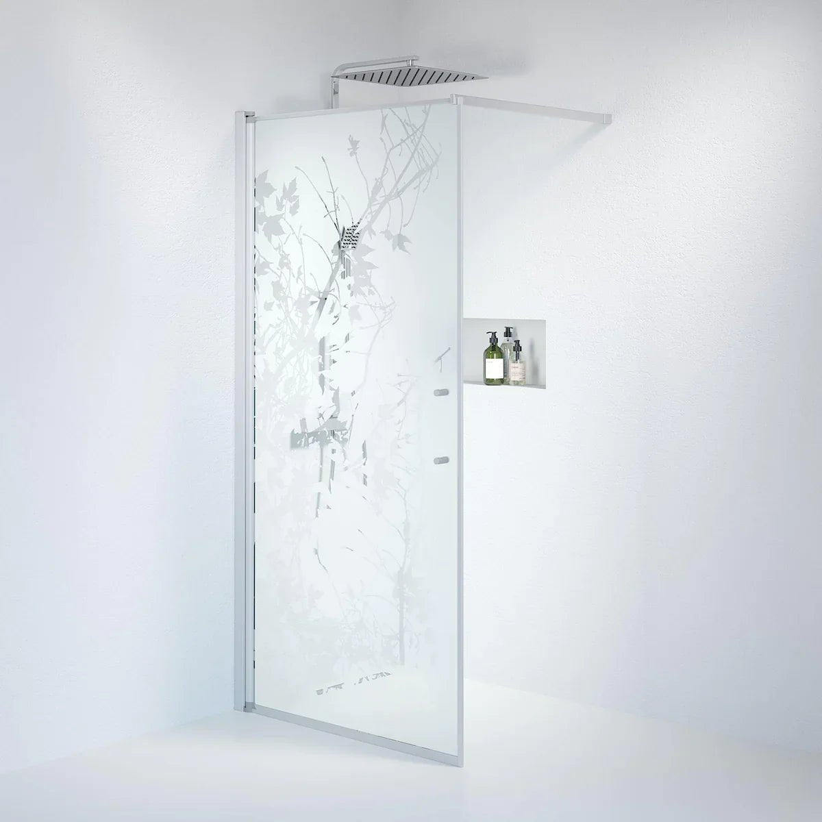 Vänern Duschvägg, Frostat Decor Glas, Borstad Aluminium Profil - Duschväggar - BATH DELUXE - PRESTIGE - 39 - 100 - 67 - 54 - 00 - BATHDELUXE SWEDEN