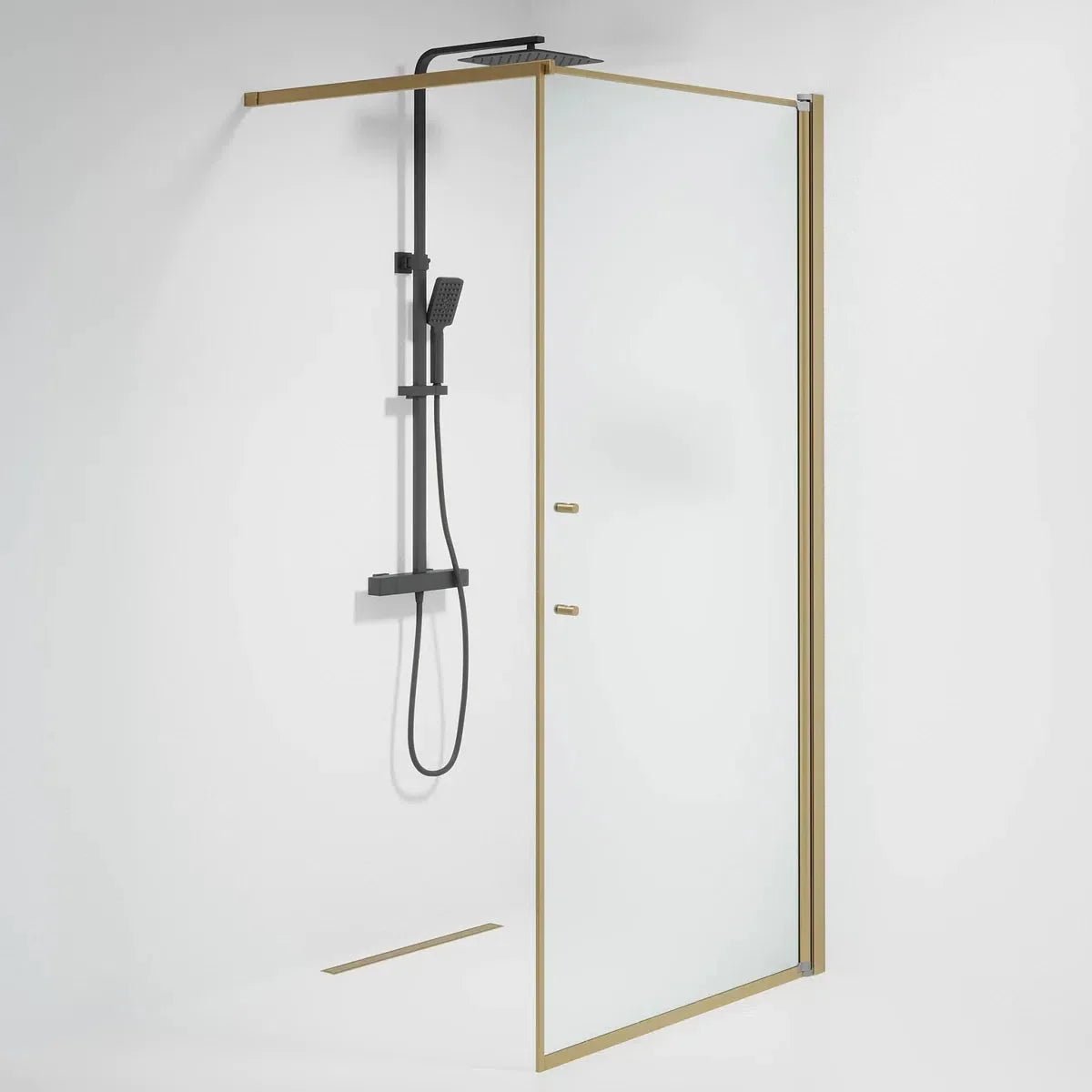 Vänern Duschvägg, Frostat Glas, Brons Profil - Duschväggar - BATH DELUXE - PRESTIGE - 39 - 100 - 70 - 55 - 00 - BATHDELUXE SWEDEN