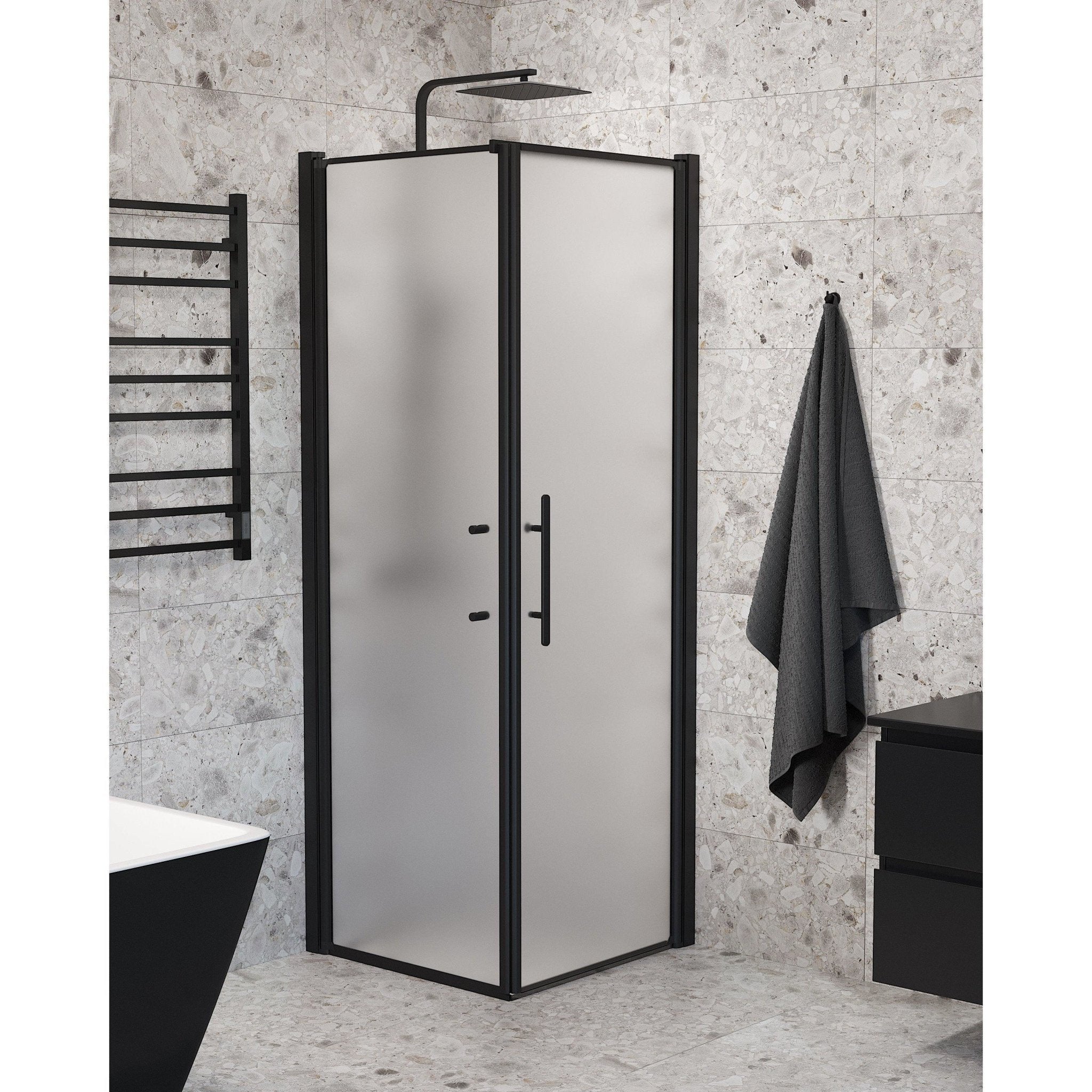 Wall + Door - Frosted, Shower Enclosure Set - Code, Matt/Black - 70 cm - MASTERSTORE - 8595677139471 - Shower Enclosure Set - Code - 40 - 707 - 00 - 55 - 00 - 8595677139471