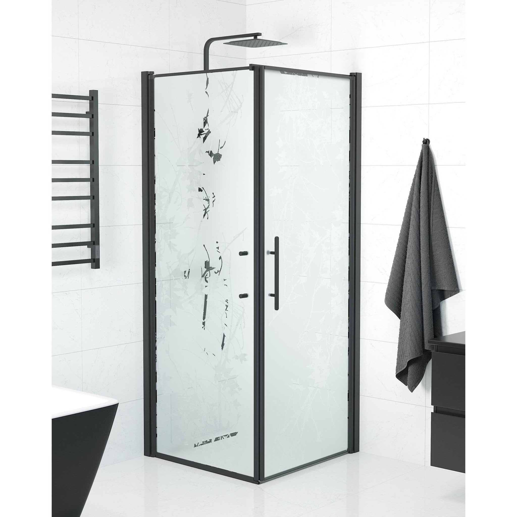 Wall + Door - Decor, Shower Enclosure Set - Code, Decor/Black - 80 cm - MASTERSTORE - 8595677139785 - Shower Enclosure Set - Code - 40 - 808 - 00 - 54 - 00 - 8595677139785