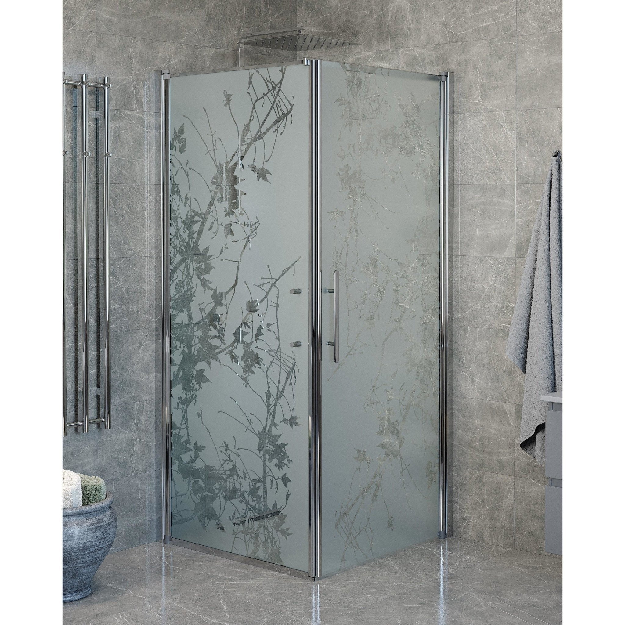 Vägg + Dörr - Dekor, Duschset - Vägg & Dörr, Dekor/Krom - 80 cm - Duschkabinset - Kod - BATH DELUXE - PRESTIGE - 40-808-01-54-00 - BATHDELUXE SWEDEN