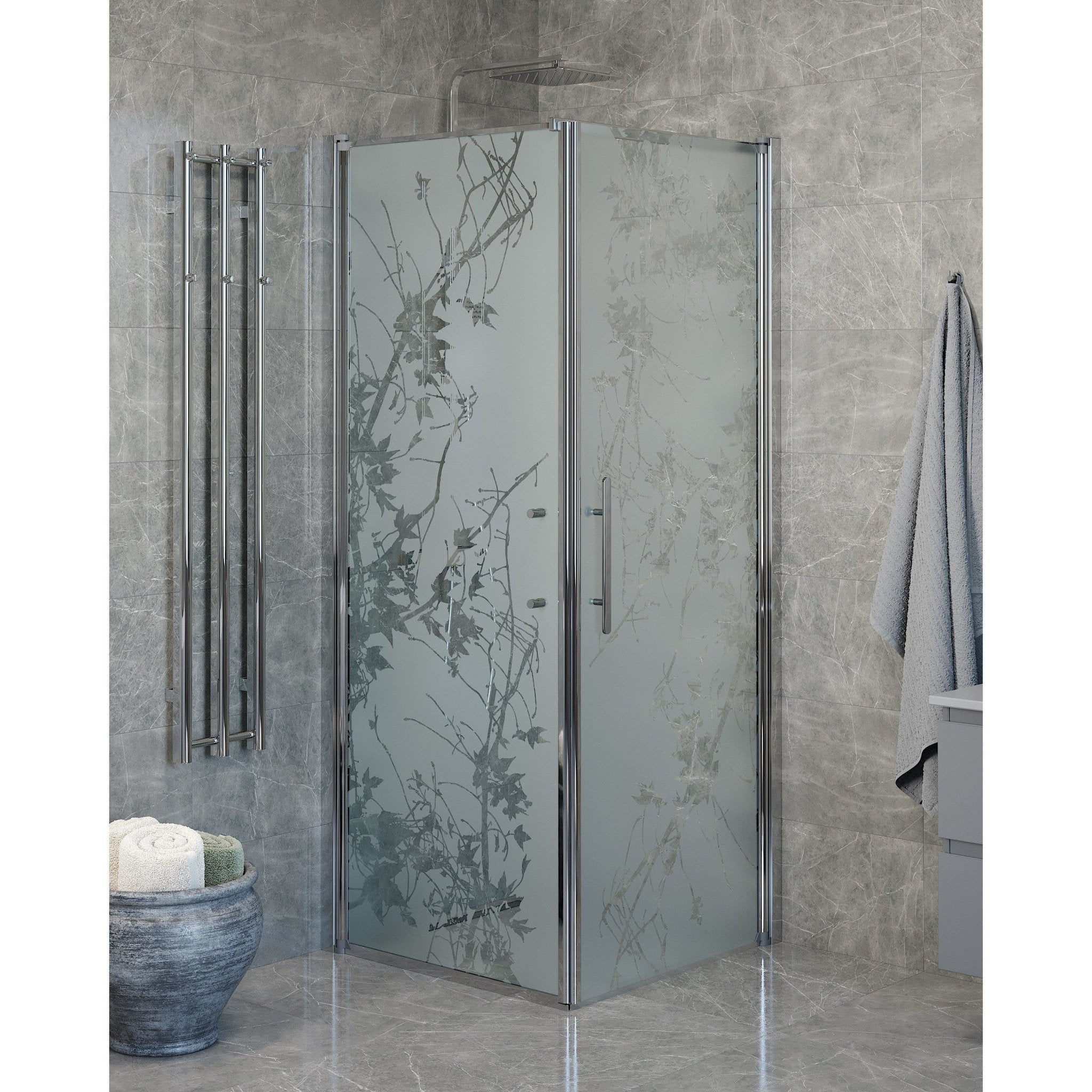 Wall + Door - Decor, Shower Enclosure Set - Code, Decor/Chrome - 80 cm - MASTERSTORE - 8595677139822 - Shower Enclosure Set - Code - 40 - 808 - 01 - 54 - 00 - 8595677139822