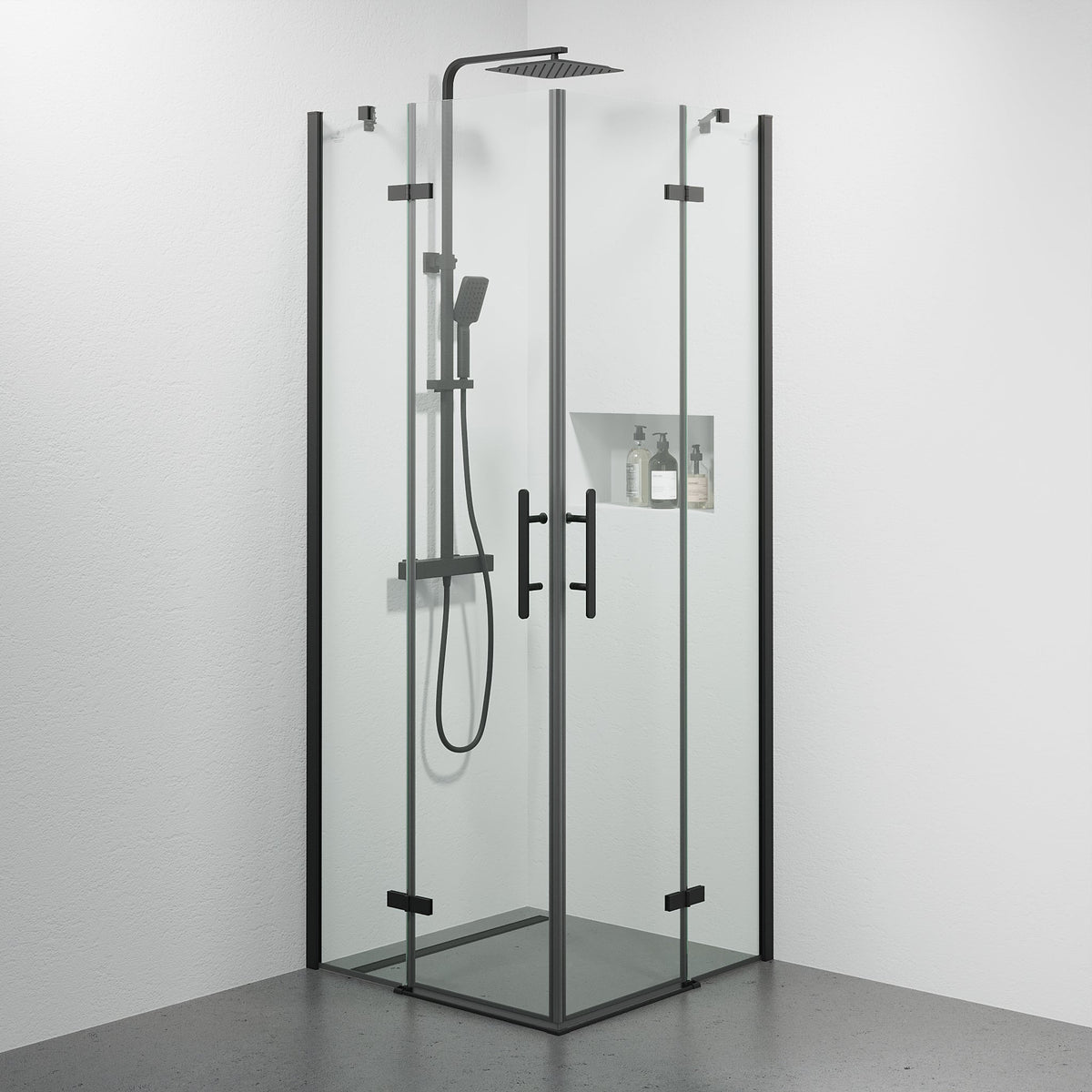 Rämen, Shower Enclosure, Black Mat - 80 cm - MASTERSTORE - 8595677184068 - Shower Enclosure - 42 - 080 - 01 - 02 - 02 - 8595677184068