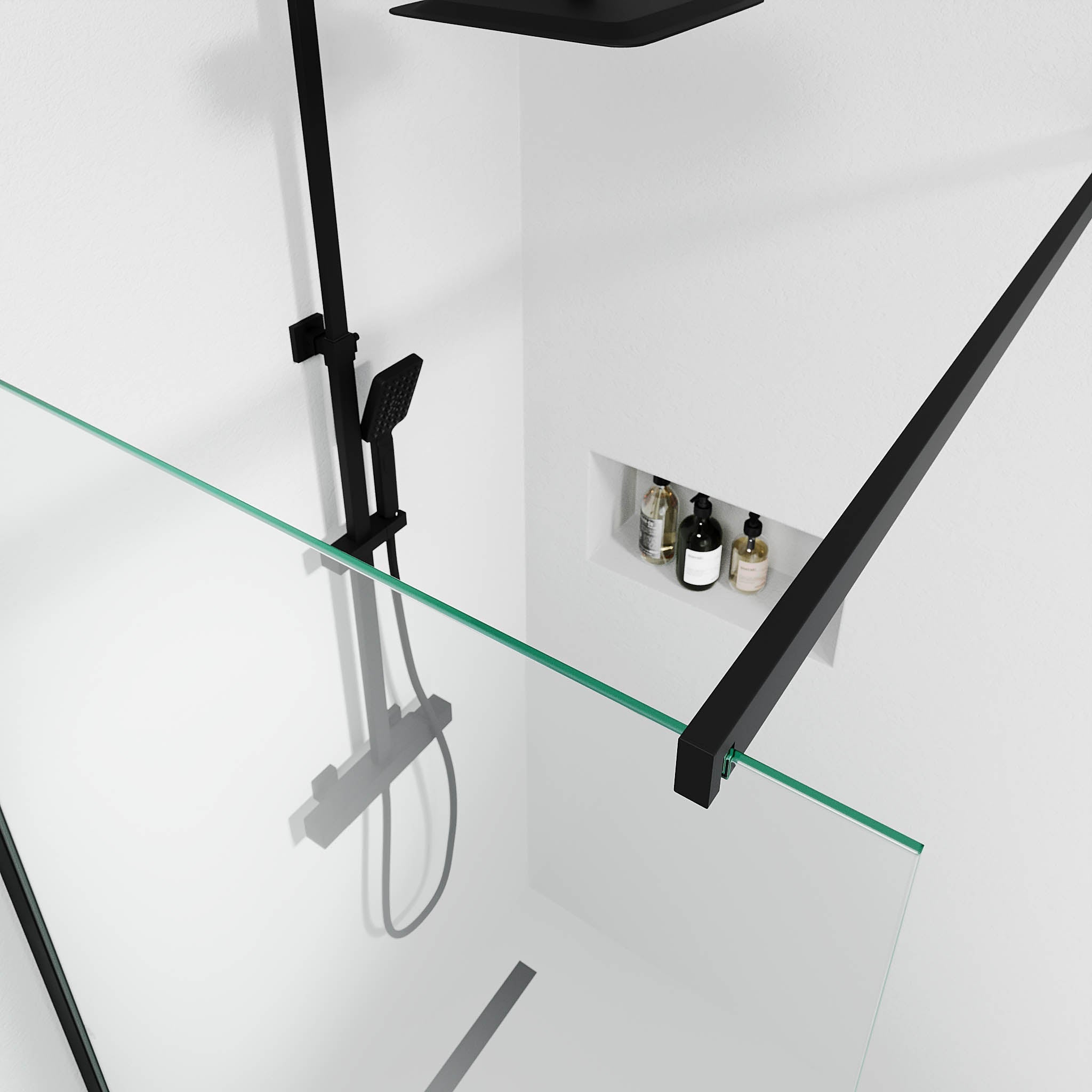 Sandefjord, Shower Wall, Clear/Black - 80 cm - MASTERSTORE - 8595677180503 - Shower Wall - 42 - 080 - 07 - 02 - 00 - 8595677180503