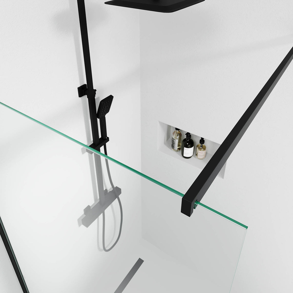Sandefjord, Shower Wall, Clear/Black - 80 cm - MASTERSTORE - 8595677180503 - Shower Wall - 42 - 080 - 07 - 02 - 00 - 8595677180503