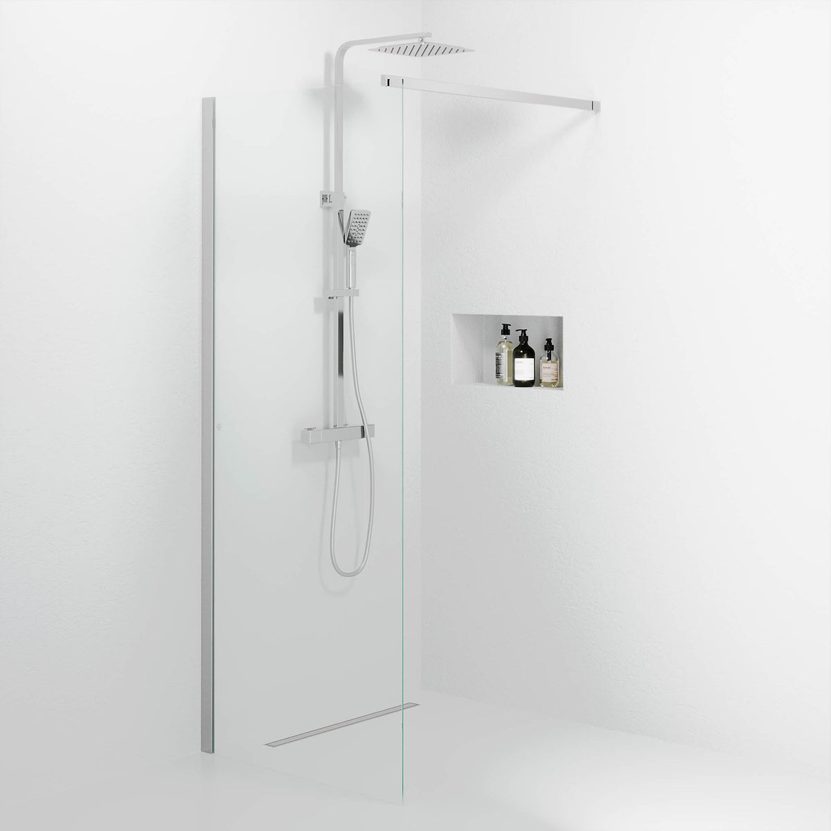Sandefjord, Shower Wall, Clear/Chrome - 90 cm - MASTERSTORE - 8595677180466 - Shower Wall - 42 - 090 - 07 - 60 - 00 - 8595677180466