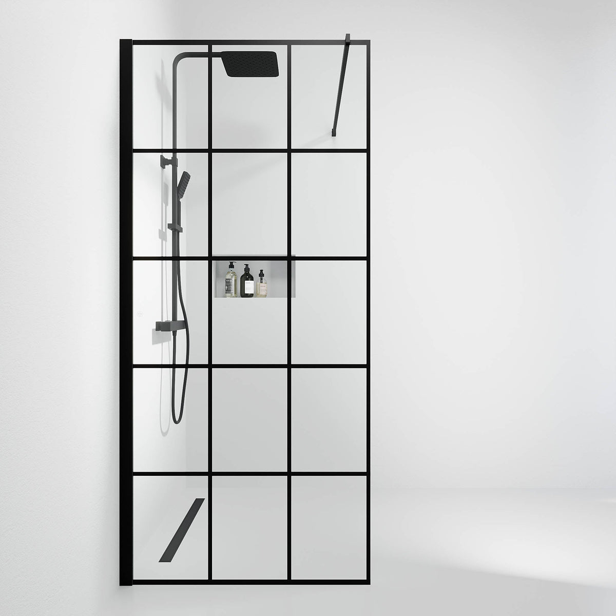 Sandefjord, Shower Wall, Glass Framed - 90 cm - MASTERSTORE - 8595677180480 - Shower Wall - 42 - 090 - 08 - 02 - 00 - 8595677180480
