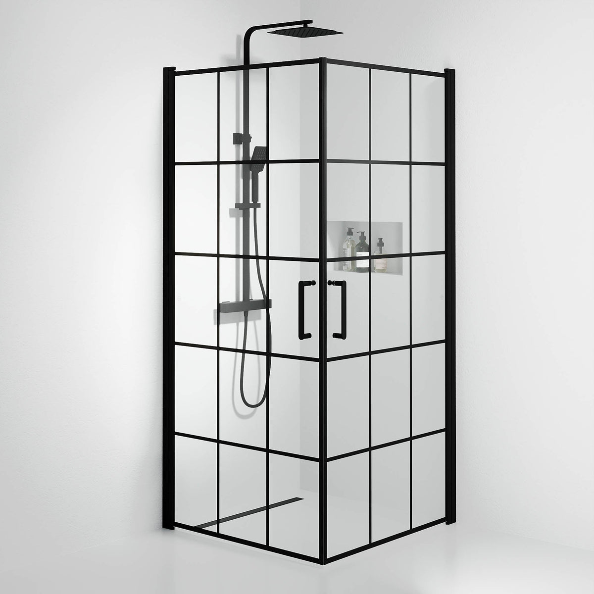 Sandefjord, Shower Enclosure, Clear/Black - 90 cm - MASTERSTORE - 8595677180510 - Shower Enclosure - 42 - 090 - 09 - 02 - 00 - 8595677180510